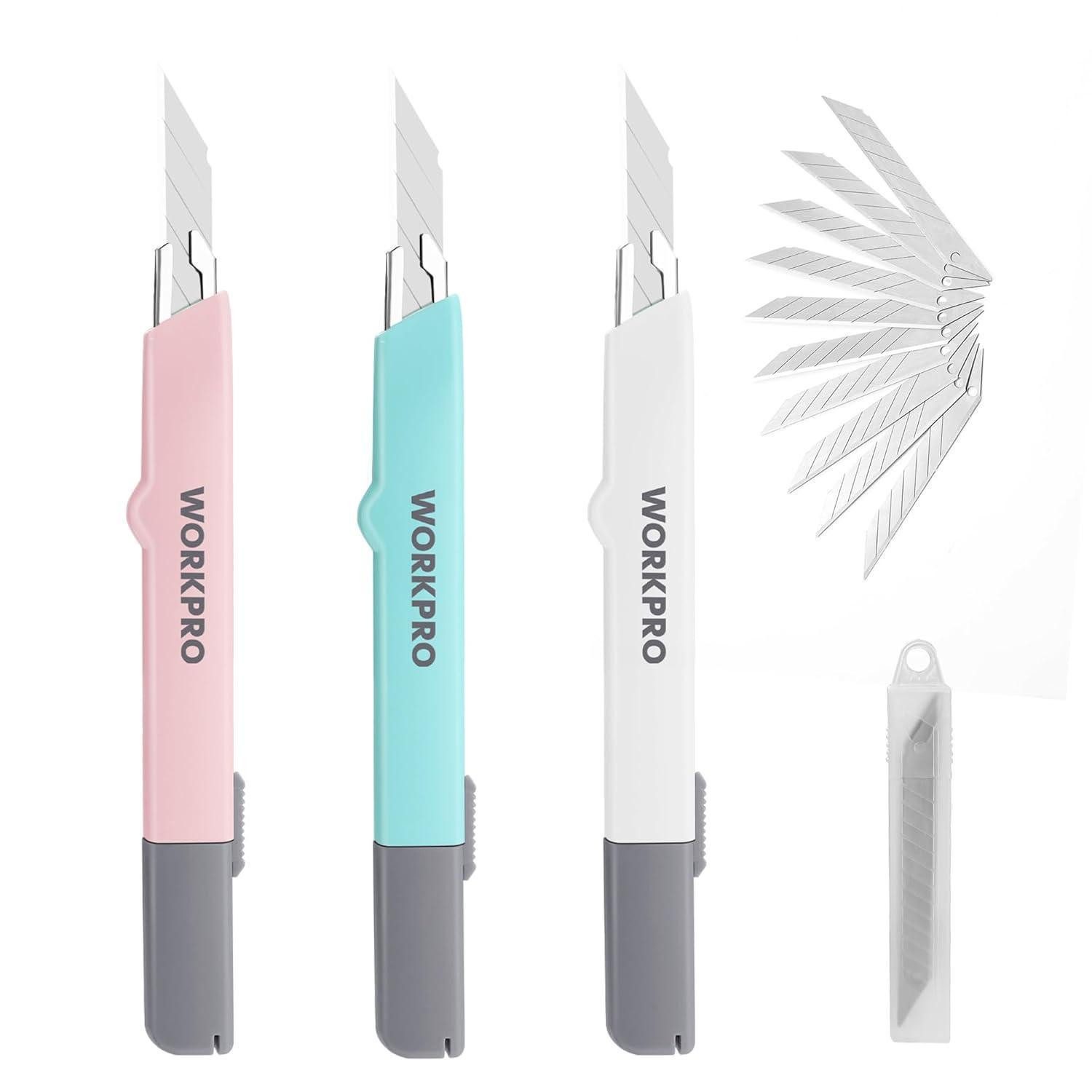LuxusKollektion Cuttermesser Schneidemesserset 9mm mit 10 Klingen, Einziehbarer