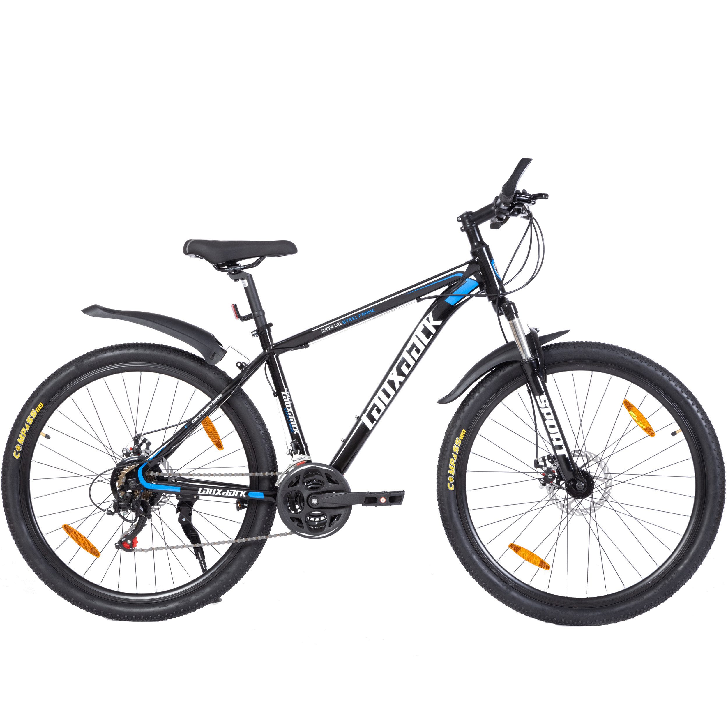 Lauxjack Mountainbike 26 Zoll, Fahrrad, MTB, Shimano 21-Gang, Scheibenbremsen, Federgabel, 21 Gang Shimano Tourney RD-TY300/200 Schaltwerk, Kettenschaltung, (Set), Herrenrad, Hardtail, Blau, sportlich, Gelände, Alltag