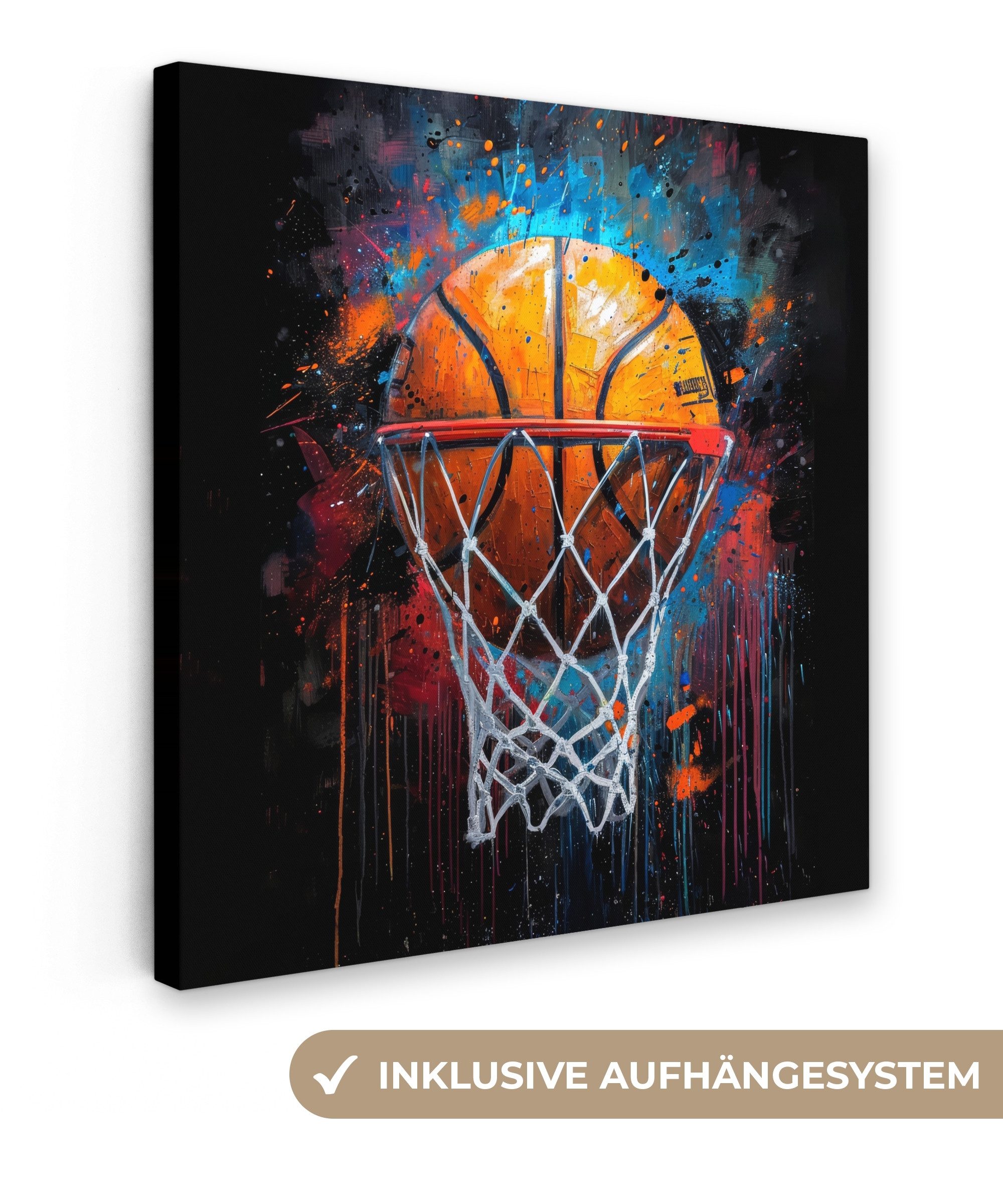 OneMillionCanvasses® Leinwandbild Graffiti - Basketball - Sport - Schwarz - günstig online kaufen