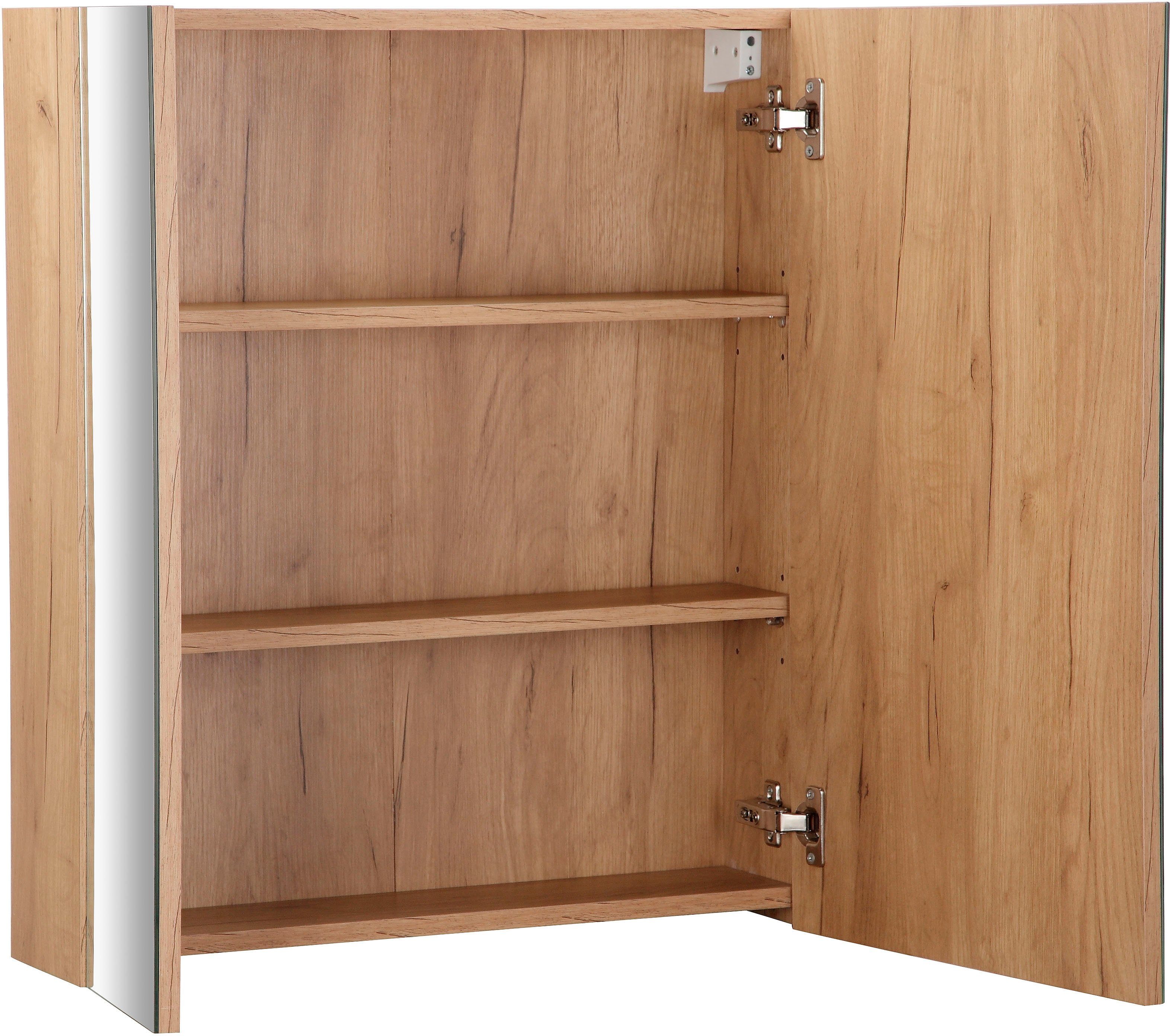 welltime Spiegelschrank Lund Badschrank Schrank Bad WC Spiegel ohne LED Badezimmerspiegelschrank Spiegel Badspiegel mit 2 Türen Breite 60cm – Bild 3 von 5