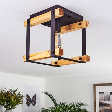 hofstein Deckenleuchte »Crede« Deckenlampe, Metall/Holz, Schwarz/Natur, Schirm, Gitter-Optik, ohne Leuchtmittel, 1xE27, toller Lichteffekt