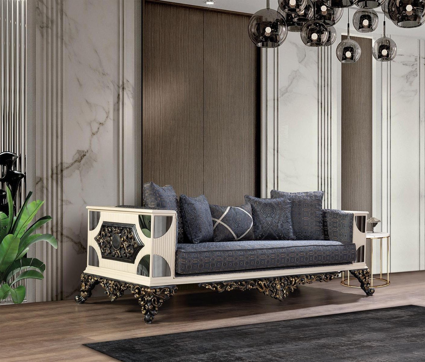 Xlmoebel 3-Sitzer Luxus Sofa von XLMOEBEL, klassisches Design, Polyester, 1 Teile, Made in Europa