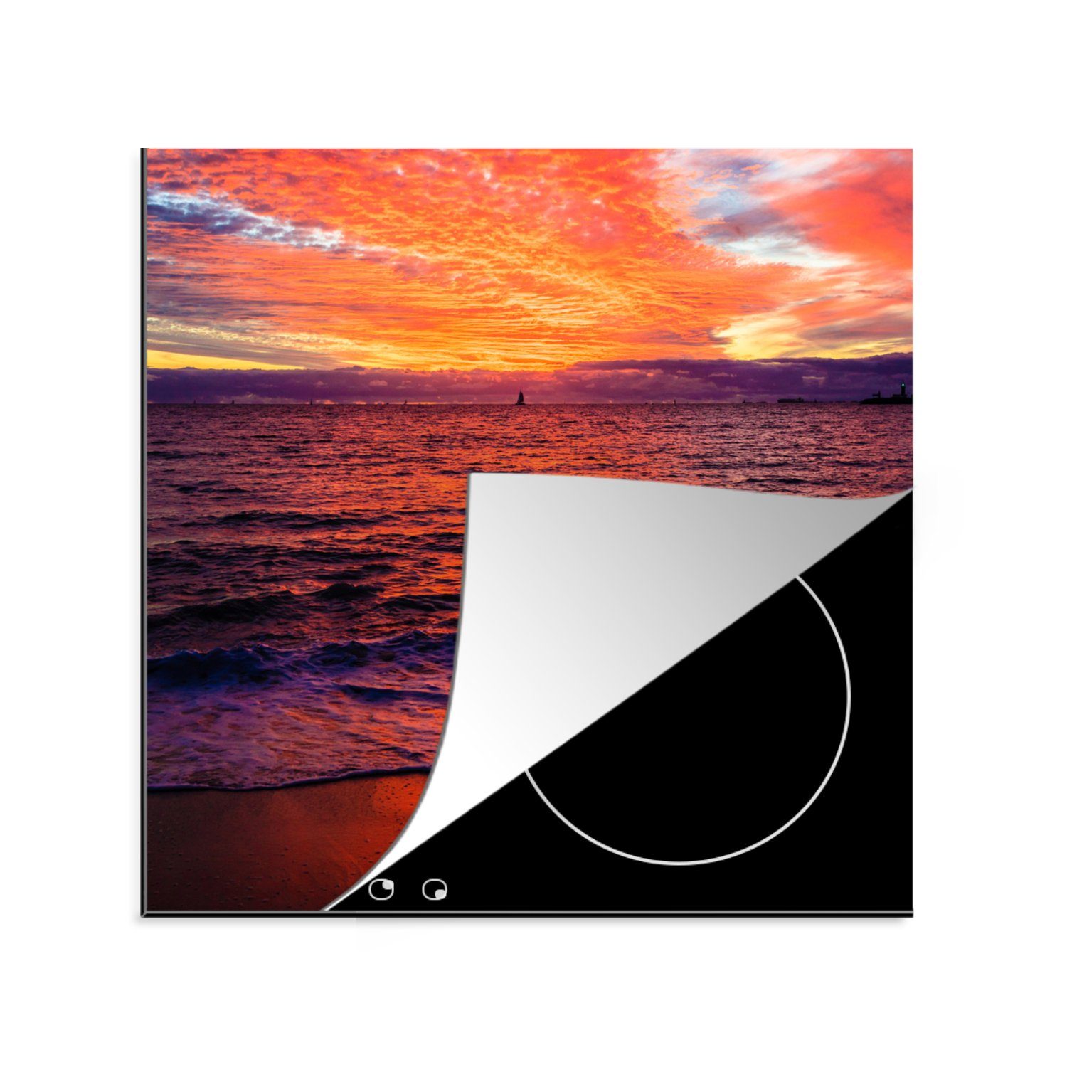 tlg), Arbeitsplatte Sonne MuchoWow Strand cm, Himmel, küche für Vinyl, Herdblende-/Abdeckplatte - (1 - Ceranfeldabdeckung, 78x78