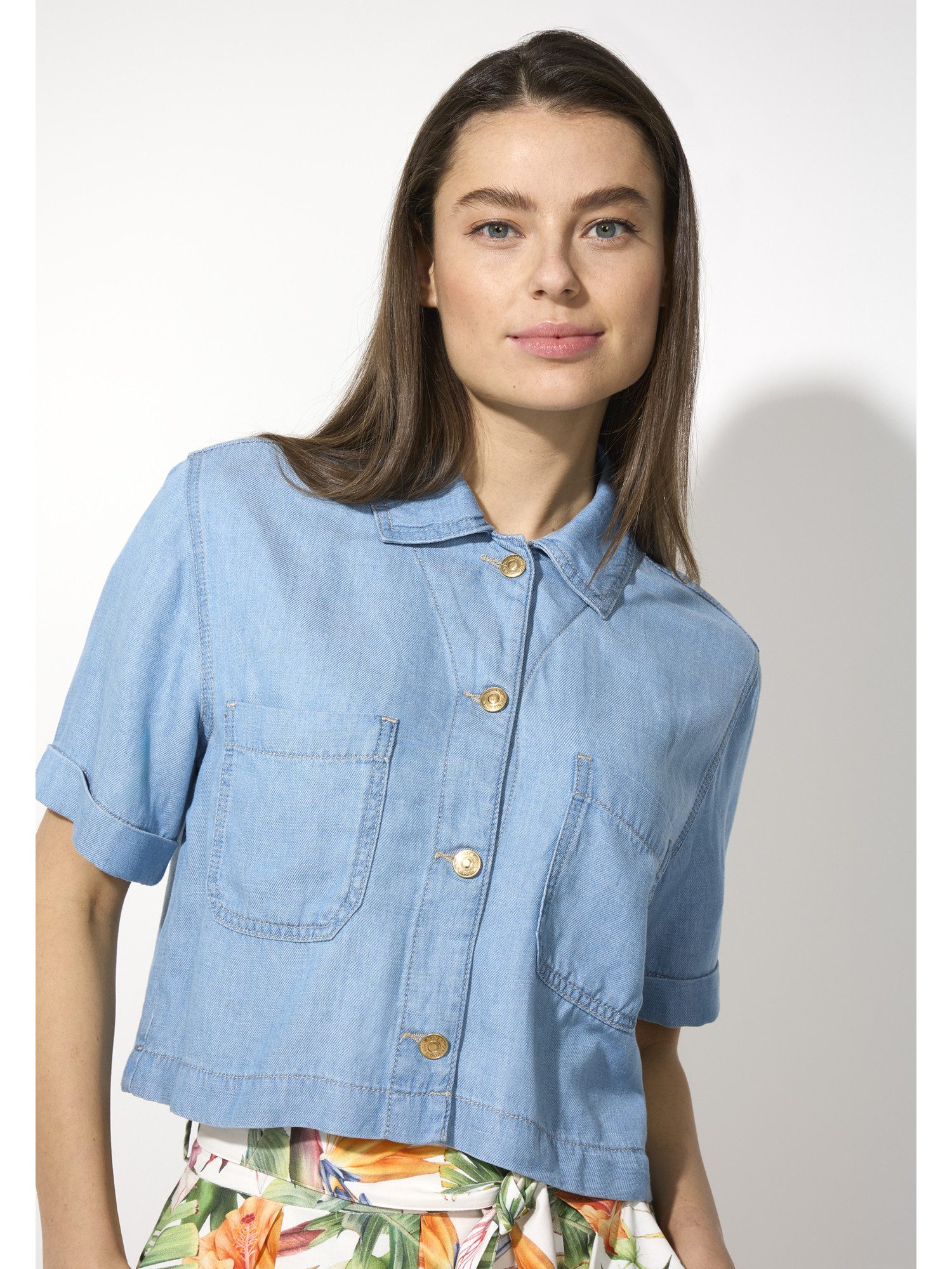 Kurzarmbluse Jeansbluse