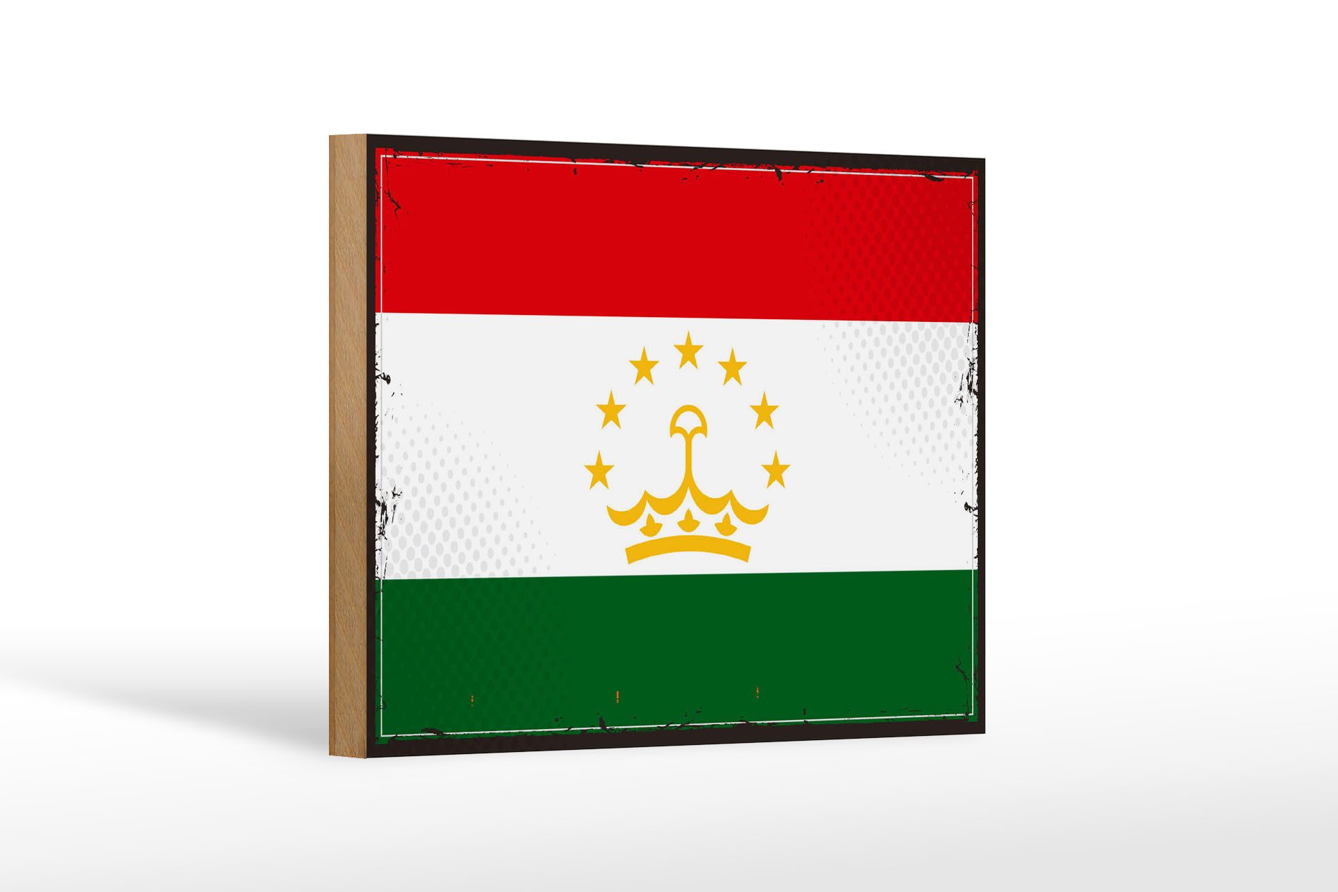 Femer GmbH Holzbild Flagge Tadschikistan 18x12 cm Retro Tajikistan, Flaggen (1 St), Glatte Holzfaserplatte (MDF), vorn beschichtet