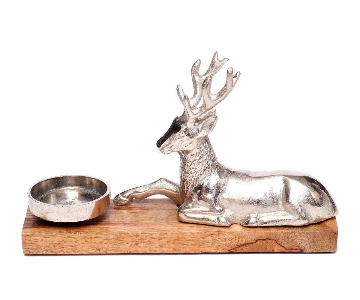 Brillibrum Teelichthalter Teelichthalter groß mit Hirschfigur Kerzenhalter auf Mangoholz. € 33,00