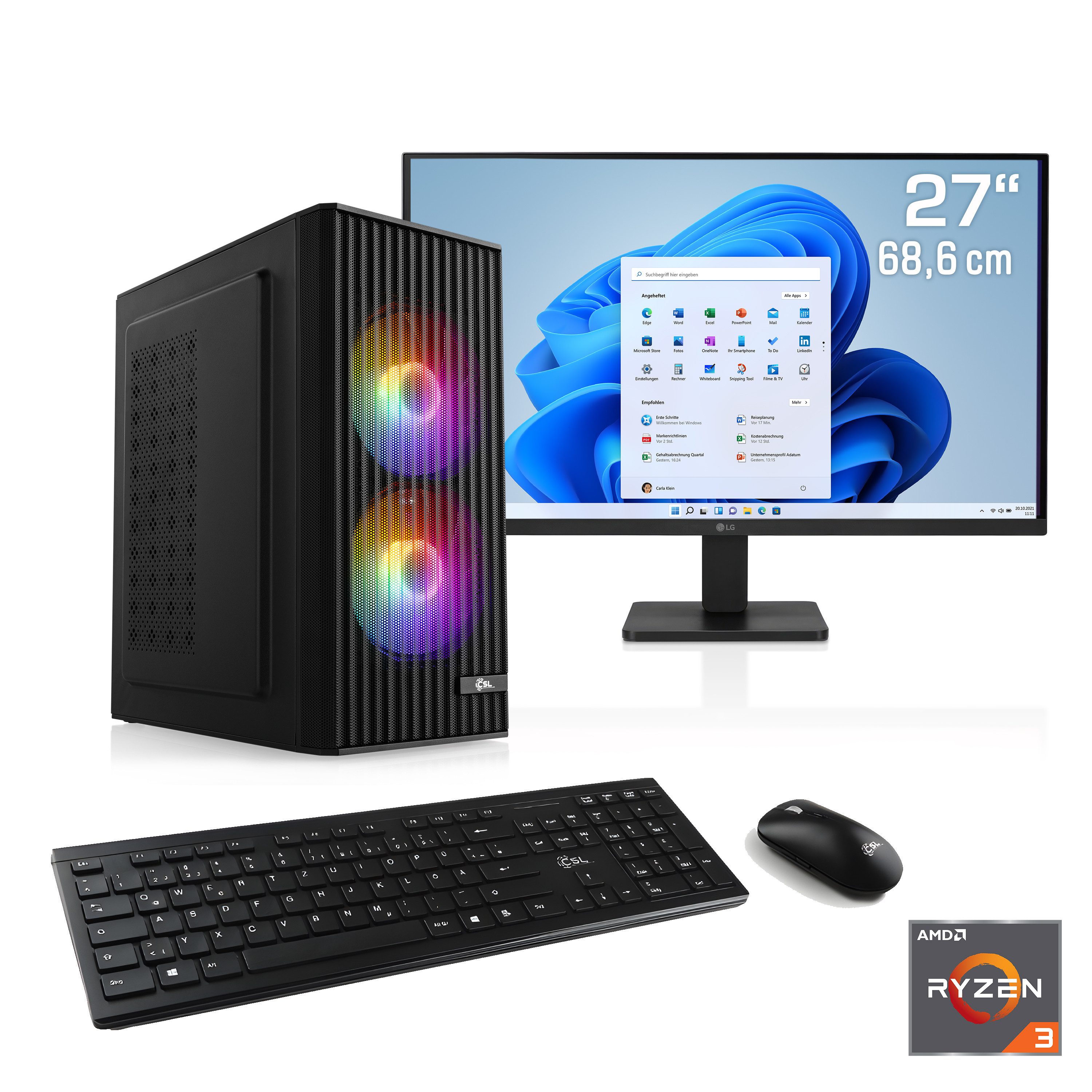 CSL Spectrum V25209 PC-Komplettsystem (27", AMD Ryzen 3 3200G, 16 GB RAM, 500 GB SSD)