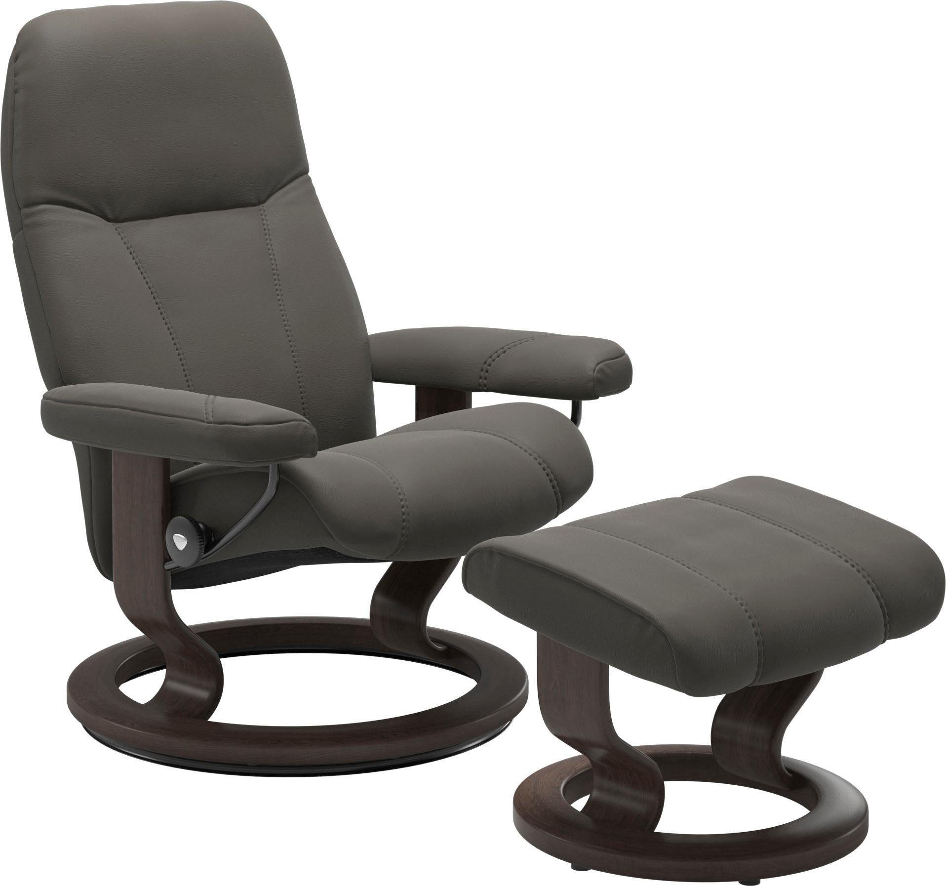 Stressless® Relaxsessel mit Hocker), Gestell Größe (Set, Classic Relaxsessel Hocker, L, mit Base, Consul mit Wenge