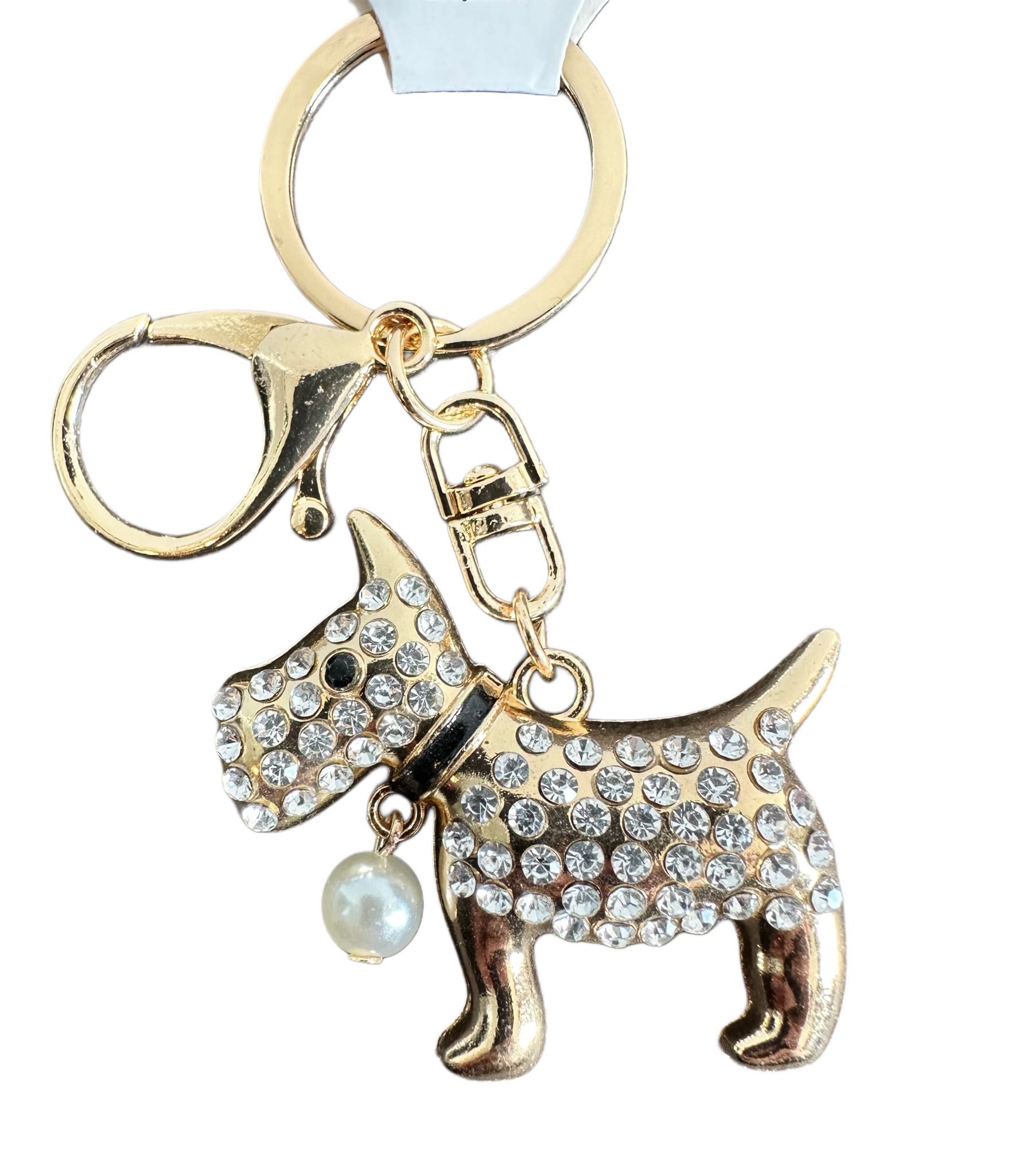 Whitehouse Leisure International Ltd Schlüsselanhänger Schlüsselanhänger Kinder Mini Anhänger keychain Gltzer Hund stehend, Schlüsselanhänger aus Metall mit Steinen und Glitzer Geschenk 6 cm