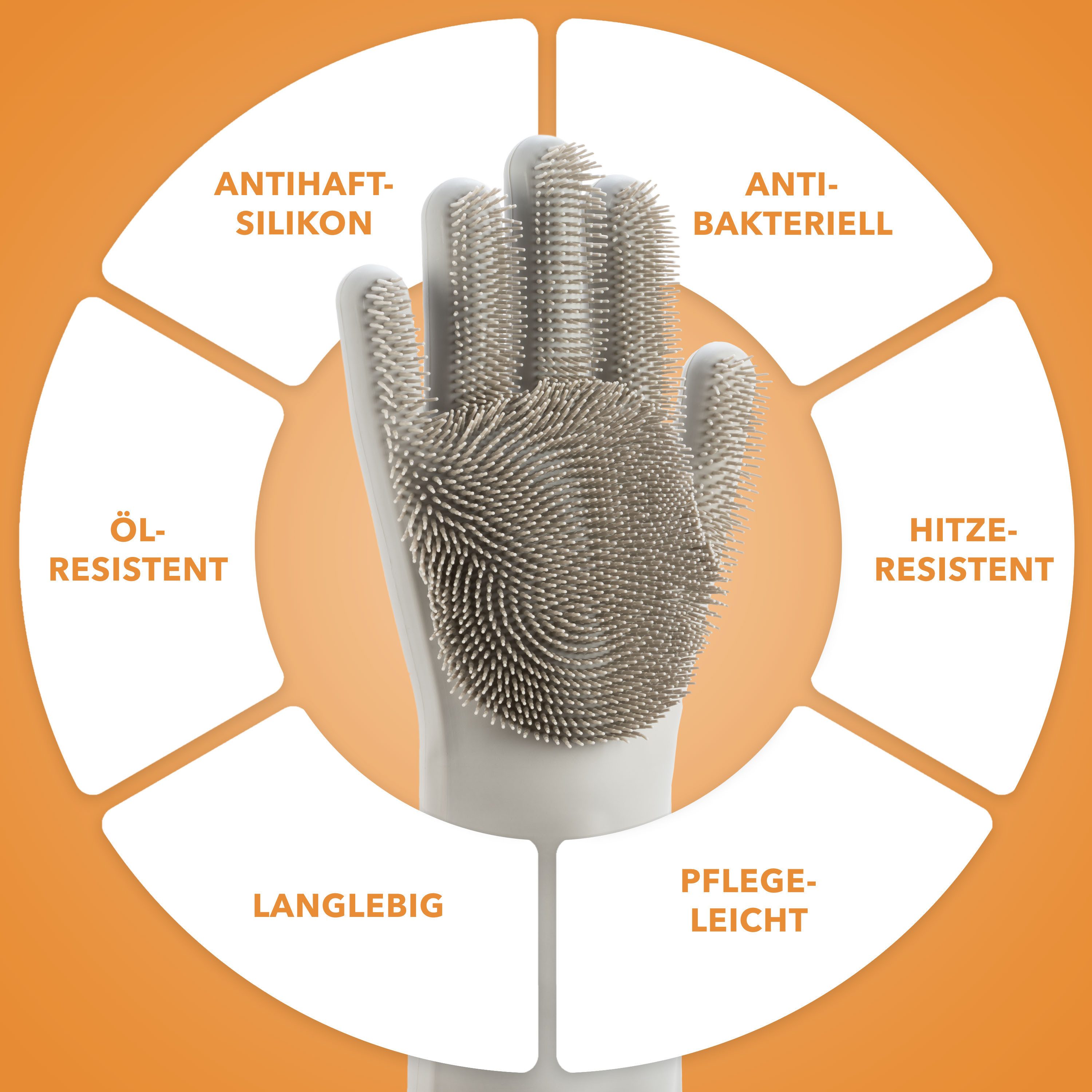 AVANA Reinigungshandschuh Silikon Spülhandschuhe mit Wash Scrubber Handschuhe für Küche, Abwasch BPA-Frei, Hitzebeständig, Grau