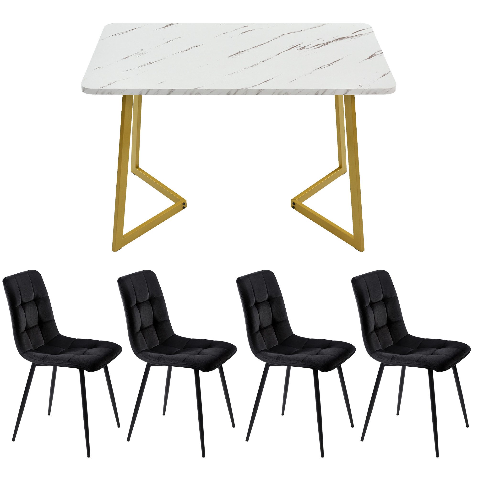 GLIESE Essgruppe Set, 7-tlg.,140×68cm Esstisch mit 4 Stühlen