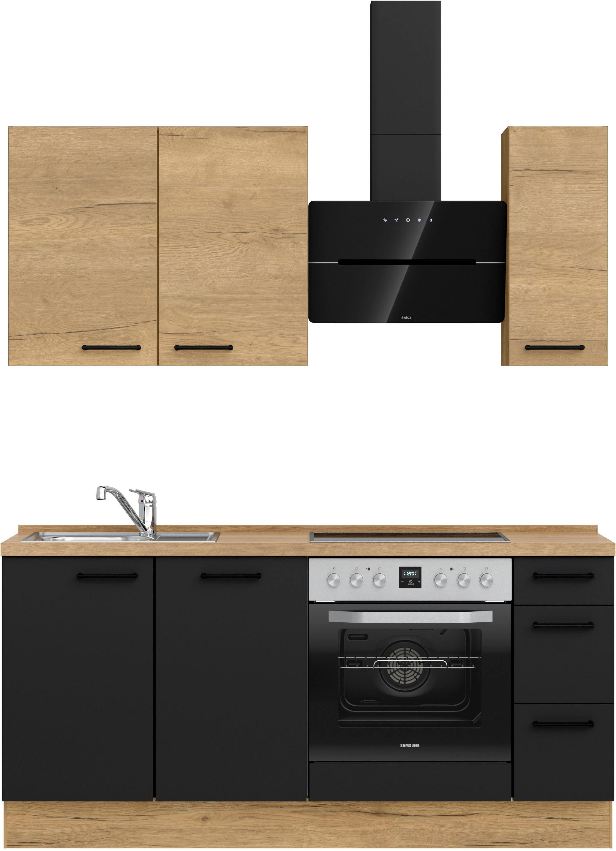 nobilia® Küchenzeile "MIAMI", NEU: individuell anpassbar mit gratis Profi-Beratung, vormontiert, Breite 180 cm, Ausrichtung wählbar, wahlw. mit E-Geräten