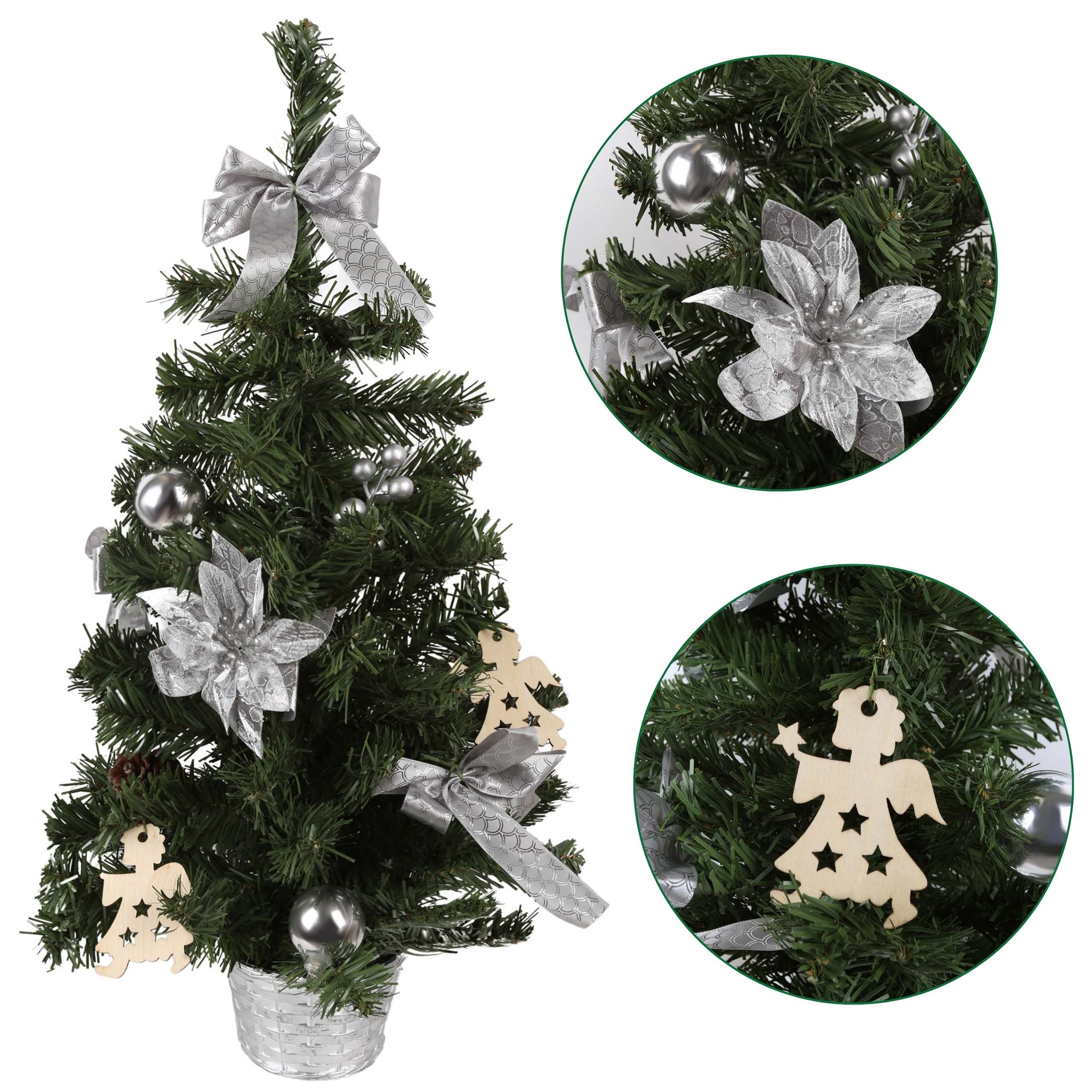 Sarcia.eu Künstlicher Weihnachtsbaum Künstlicher Weihnachtsbaum im Topf mit silbernen Ornamenten 60cm