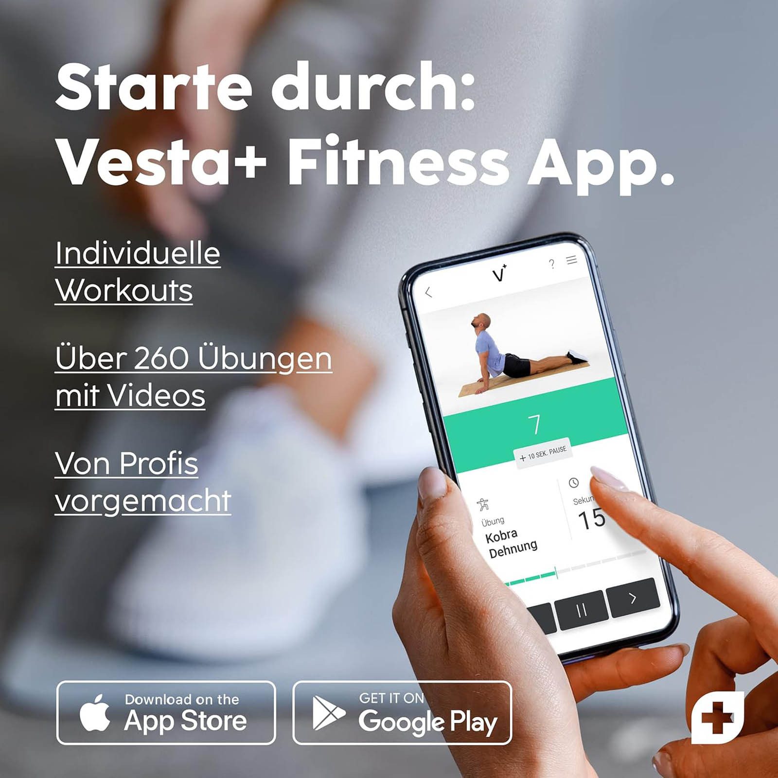 Vesta+ Yogamatte Premium Fitnessmatte Sportmatte Gymnastikmatte, Naturkautschuk Rutschfest 183 x 65 cm Dicke 0,4 cm