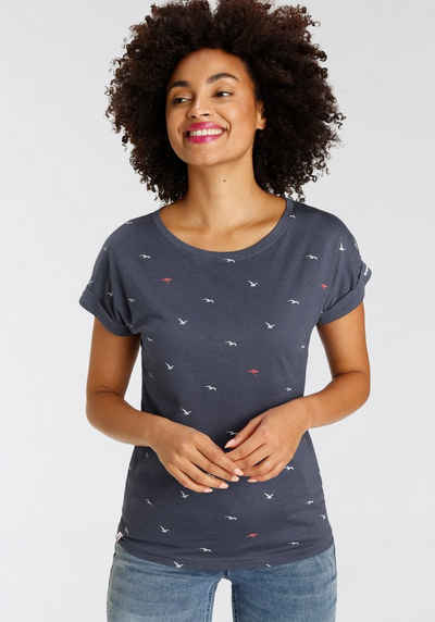 KangaROOS Print-Shirt mit trendigem Möven, Vögel & Markenmotiv Alloverdruck - NEUE KOLLEKTION