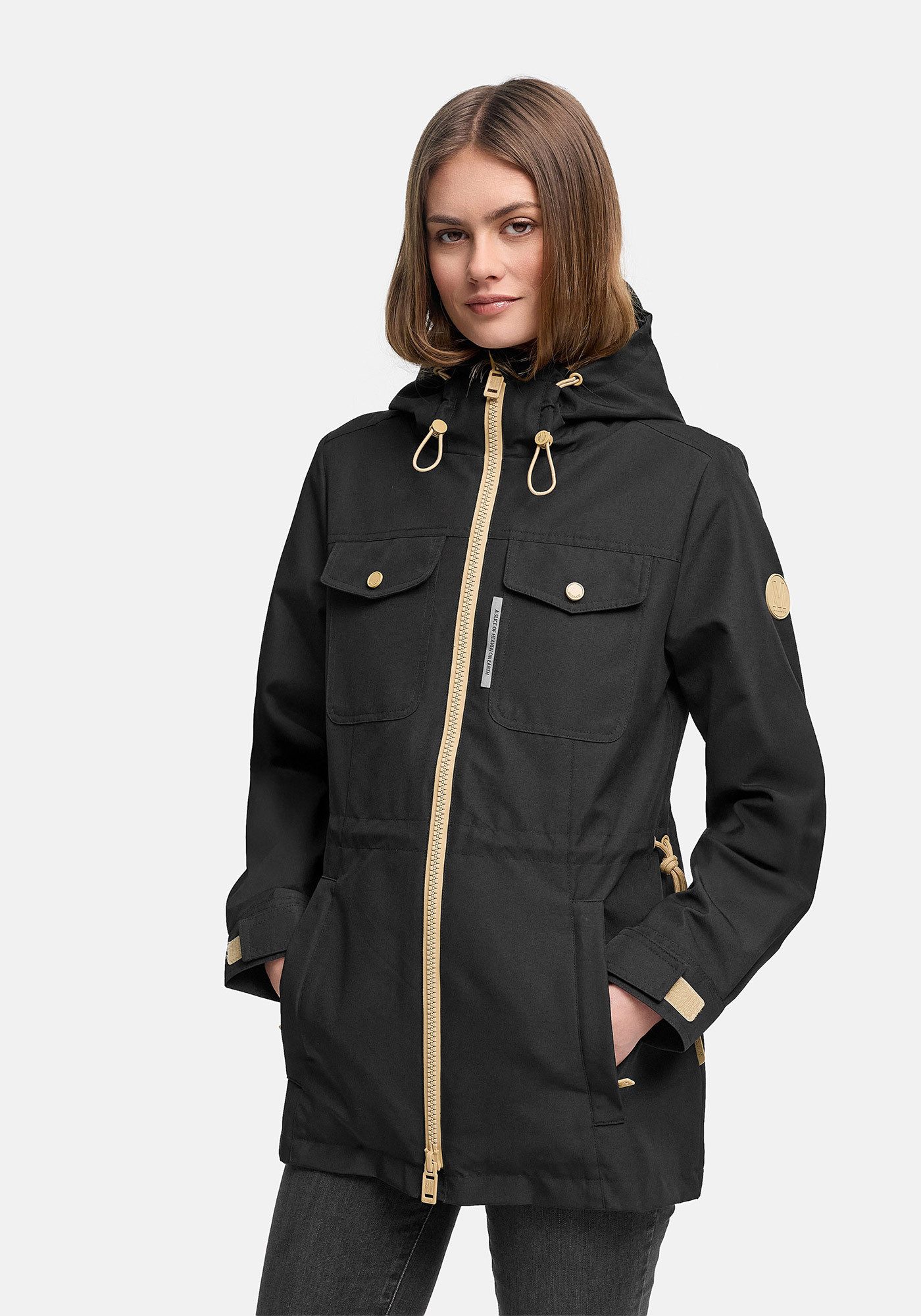 Marikoo Outdoorjacke Sohaa Leichte Outdoorjacke mit Kapuze und Kordelzug