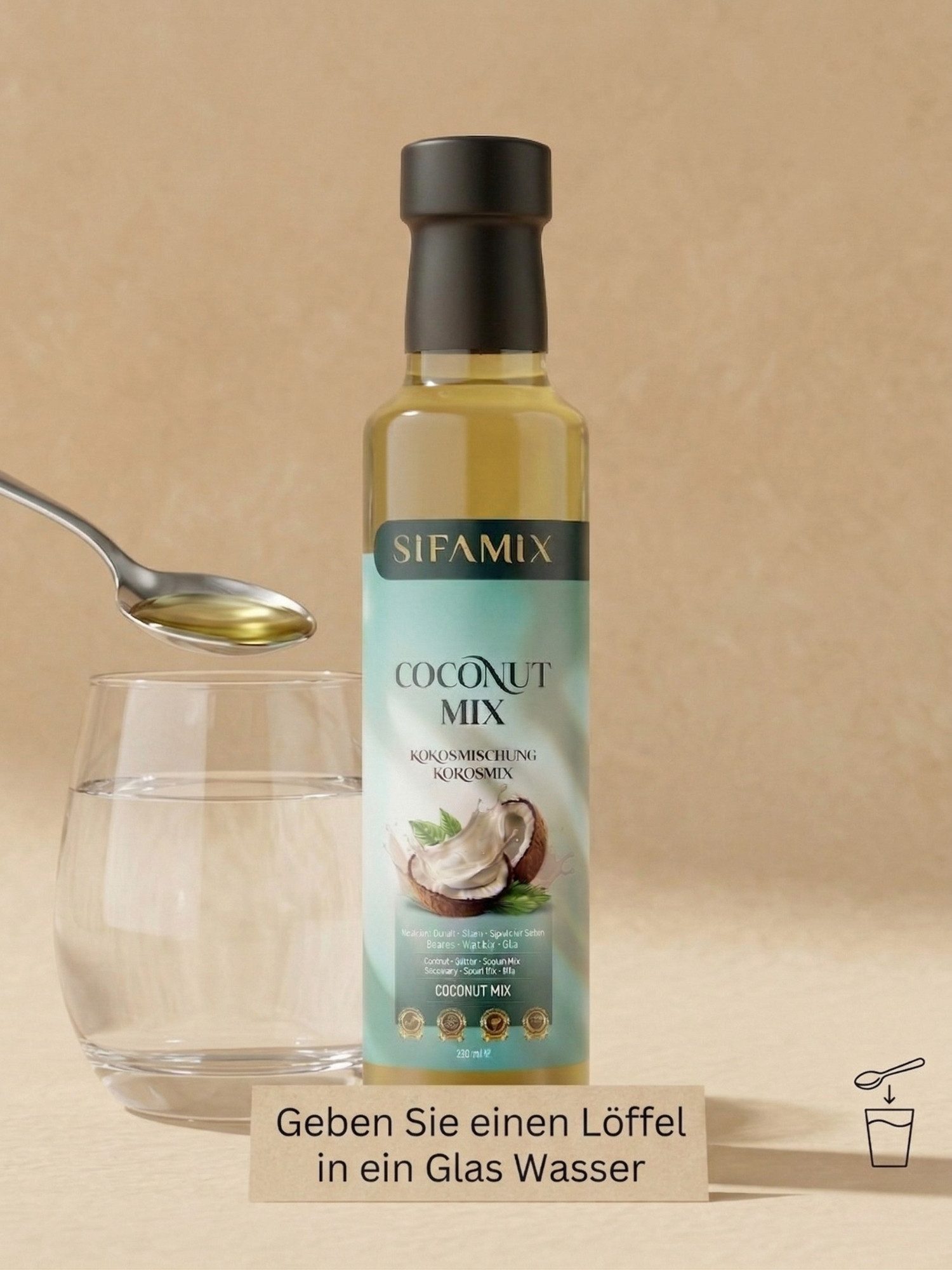ADELSHOP Getränke-Sirup SIFAMIX Coconut Mix 250ml - Natürliche Kokosmischung mit Chia & Quinoa, 100% natürlich,Ohne Zuckerzusatz,Pflanzliche Inhaltsstoffe – Bild 4 von 5