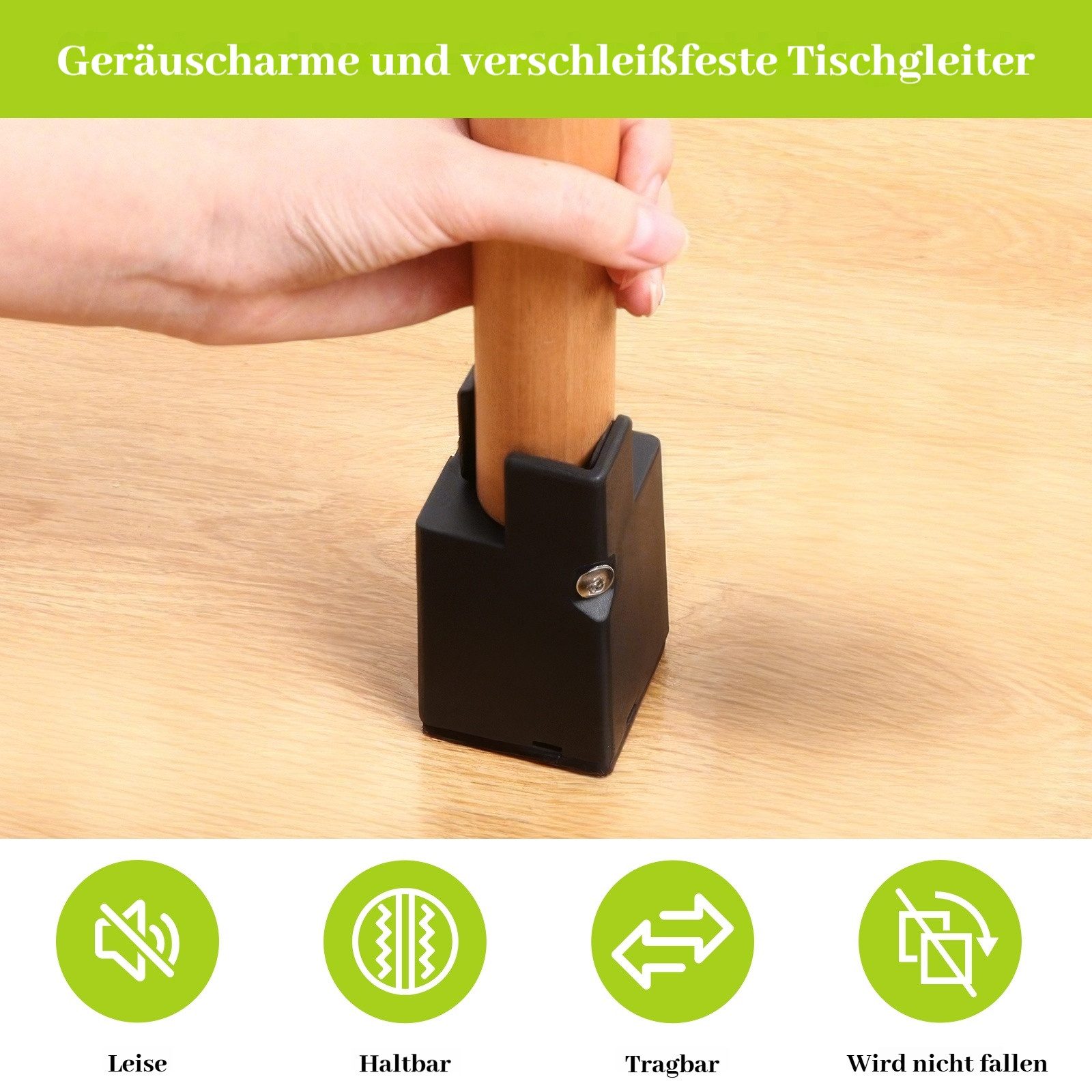 BlingBin Möbelfuß 4 Stück Verbreitert Möbelerhöhung 10cm, Betthöher, Tischerhöher, (4 Stück, 4-St., 13 x 5,5 cm), Sofaerhöher für Quadrat/Runde Durchmesser 22-42 mm Stuhlbein