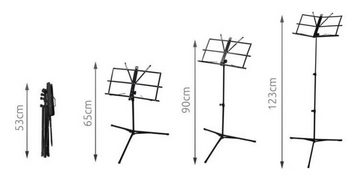 MALATEC Notenpult Musiknotenständer - Eleganz und Praktisch, (Notenständer-Set, 1x Notenständer mit Aufbewahrungsbeutel), Stabiler dreibeiniger Sockel, höhenverstellbar, klappbar