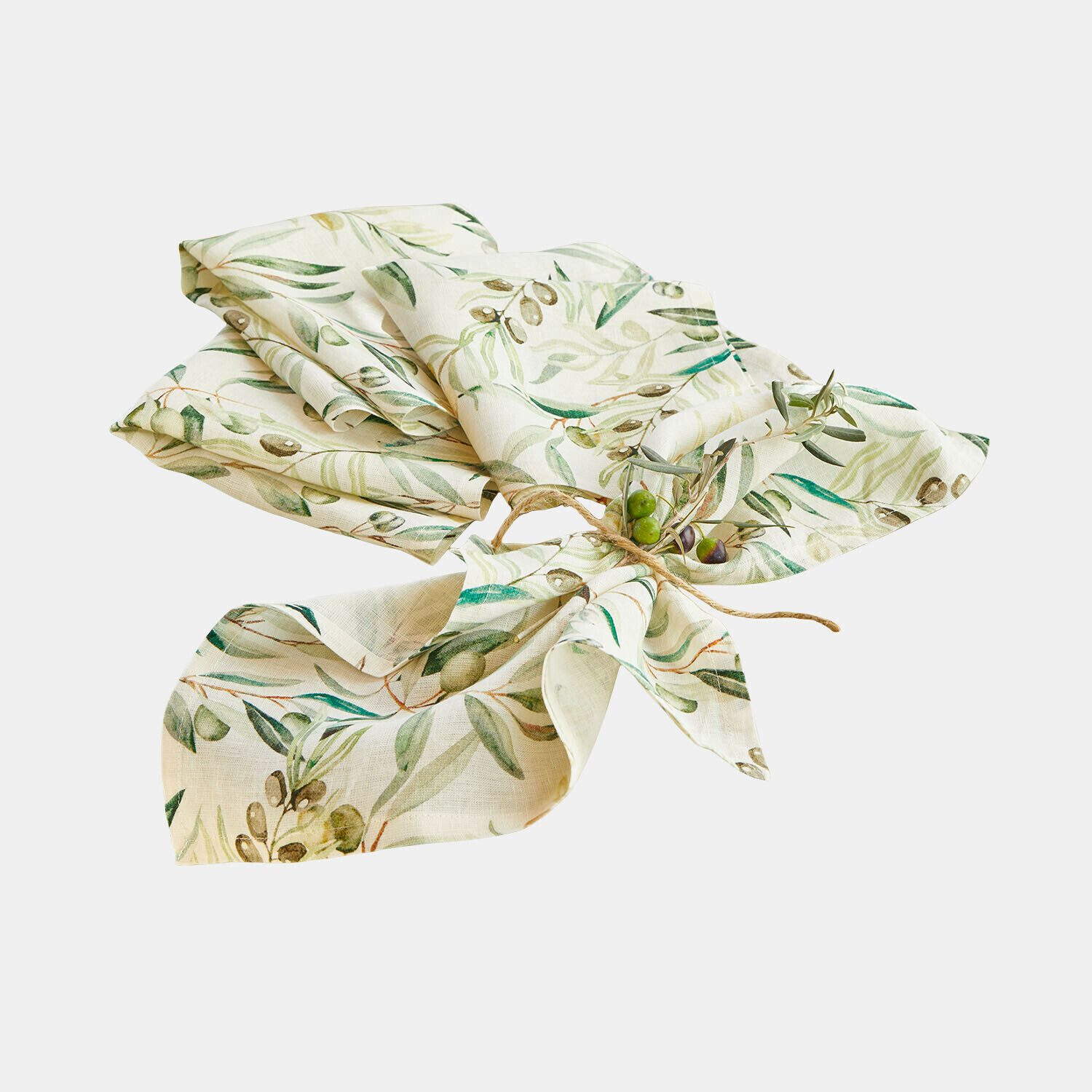 Mirabeau Stoffserviette Serviette 4er Set Nolaria creme/grün