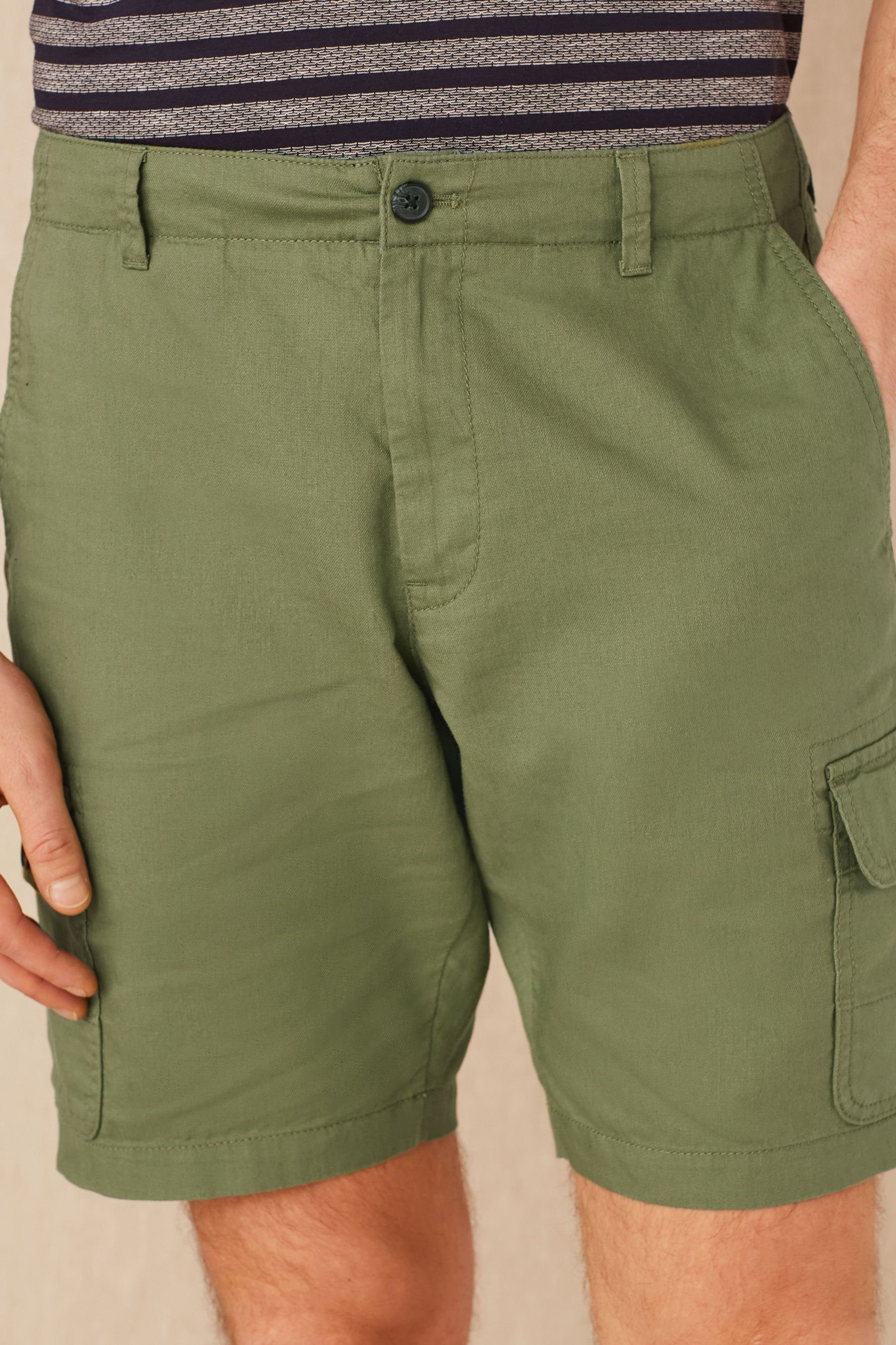 Next Cargoshorts Cargo-Shorts aus Leinenmischung (1-tlg) Green