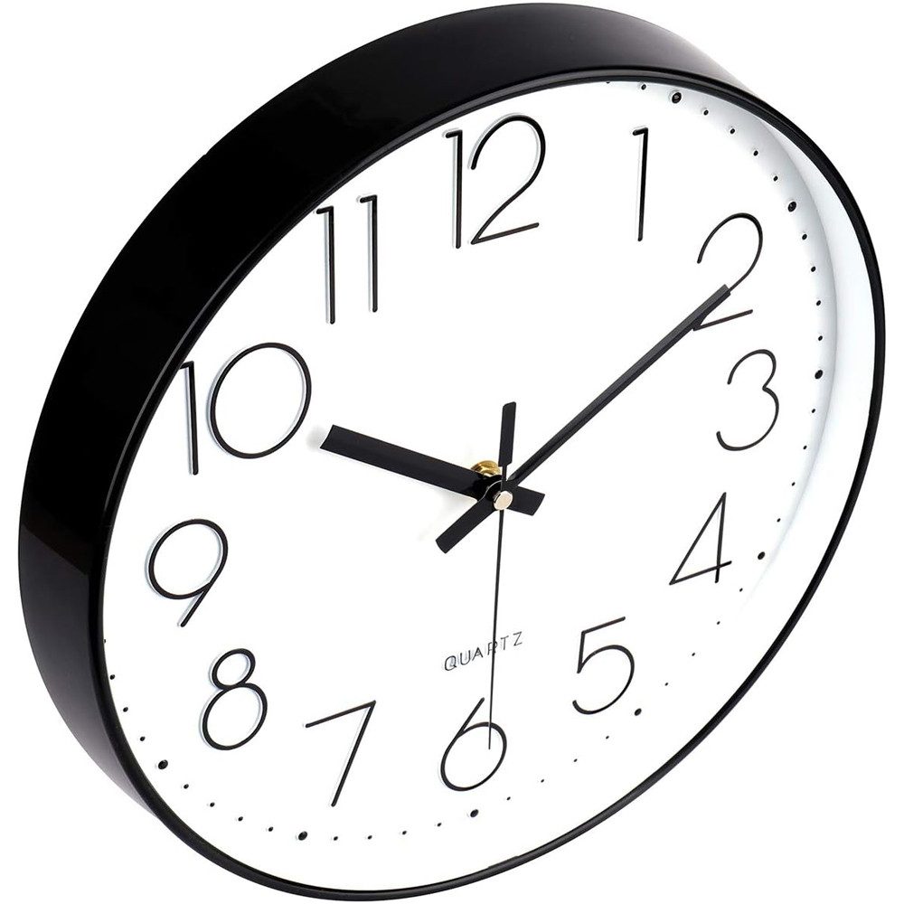 TUWENA Uhr 30cm Wanduhr Lautlos, 3D Ziffern Wanduhr, Modern Wand Uhr Analog (Leise Wall Clock Deko für Wohnzimmer Küche Büro Schule Kinderzimmer) – Bild 5 von 5