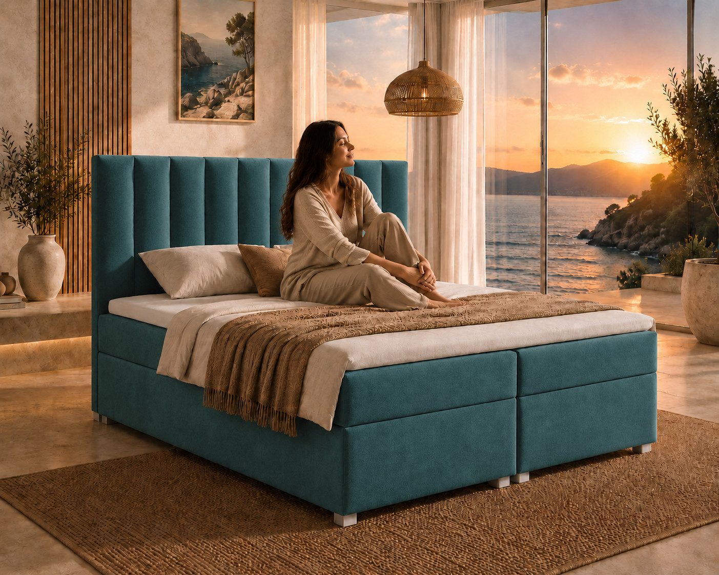 Best for Home Boxspringbett Trinity K-10 mit zwei Bettkasten Premium mit Komfort Topper – modern (Doppelbett mit Stauraum, Federkernmatratze, gepolstertes Kopfteil, Doppelbett versch. Größen, 140x200 160x200 180x200 200x200 cm), Handwerksqualität, TOP Preis-Leistungs-Verhältnis