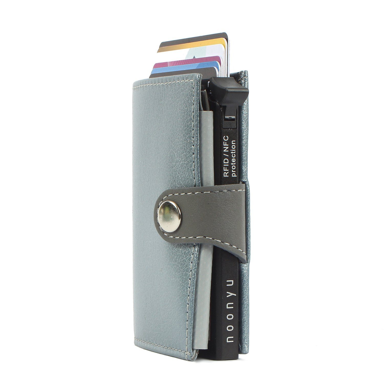 silverblue Mini Margelisch leather, Kreditkartenbörse single Leder aus noonyu Upcycling Geldbörse