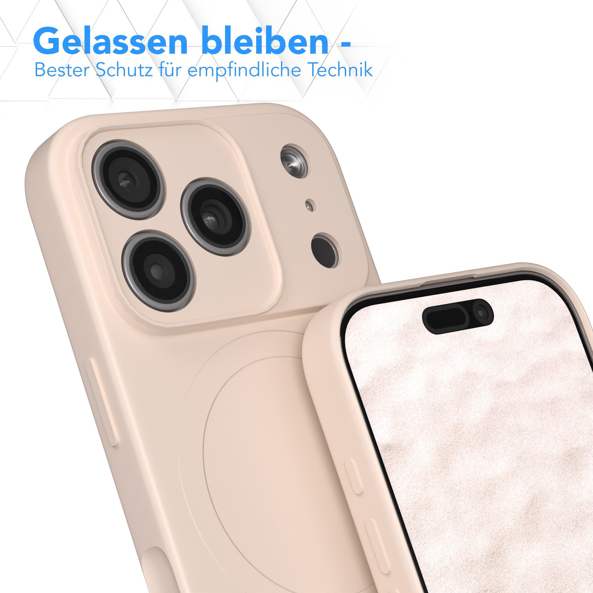 EAZY CASE Handyhülle für Apple iPhone 17 Pro Hülle Silikon 6,3 Zoll, Schutzcase mit MagSafe Slimcover Silikonschutzhülle elastisch Taupe – Bild 4 von 5