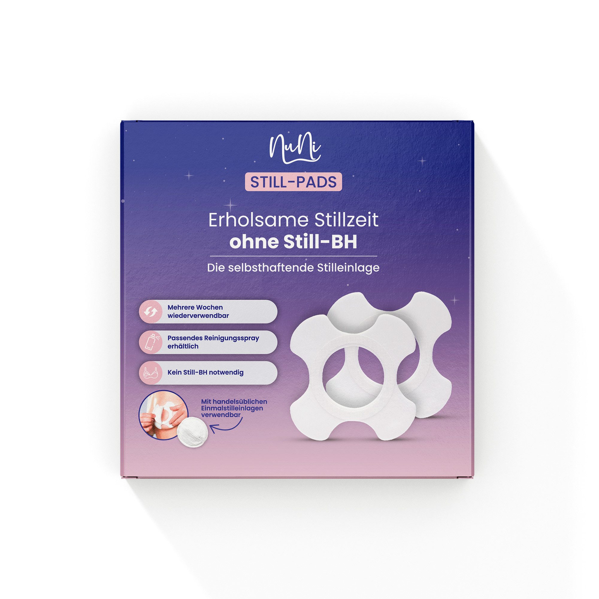 NuNi BH-Stilleinlagen NuNi Still-Pads für eine entspannte Stillzeit ohne Still-BH, wiederverwendbar, abwaschbar