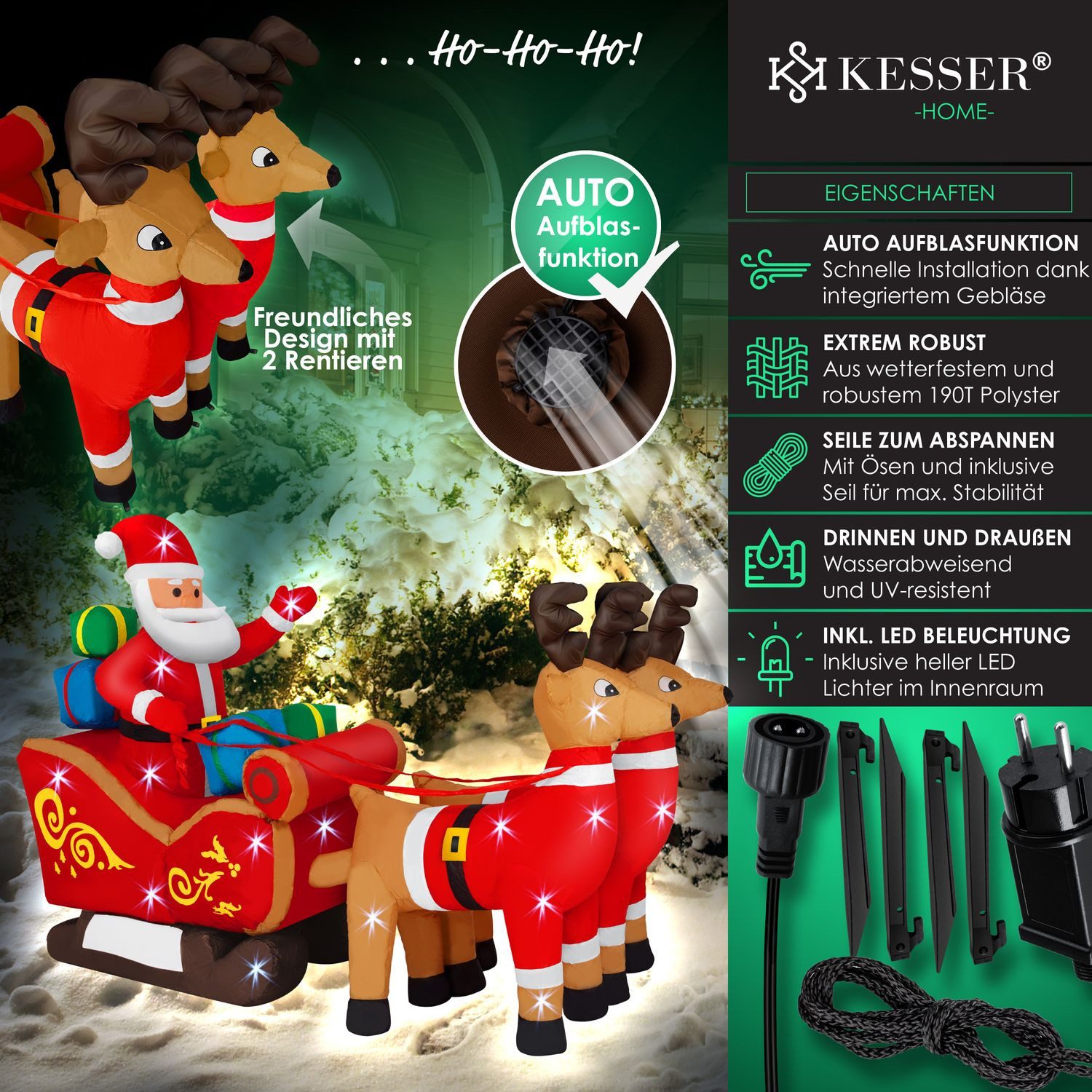 KESSER Weihnachtsfigur, Aufblasbarer Weihnachtsmann Schlitten XXL günstig online kaufen