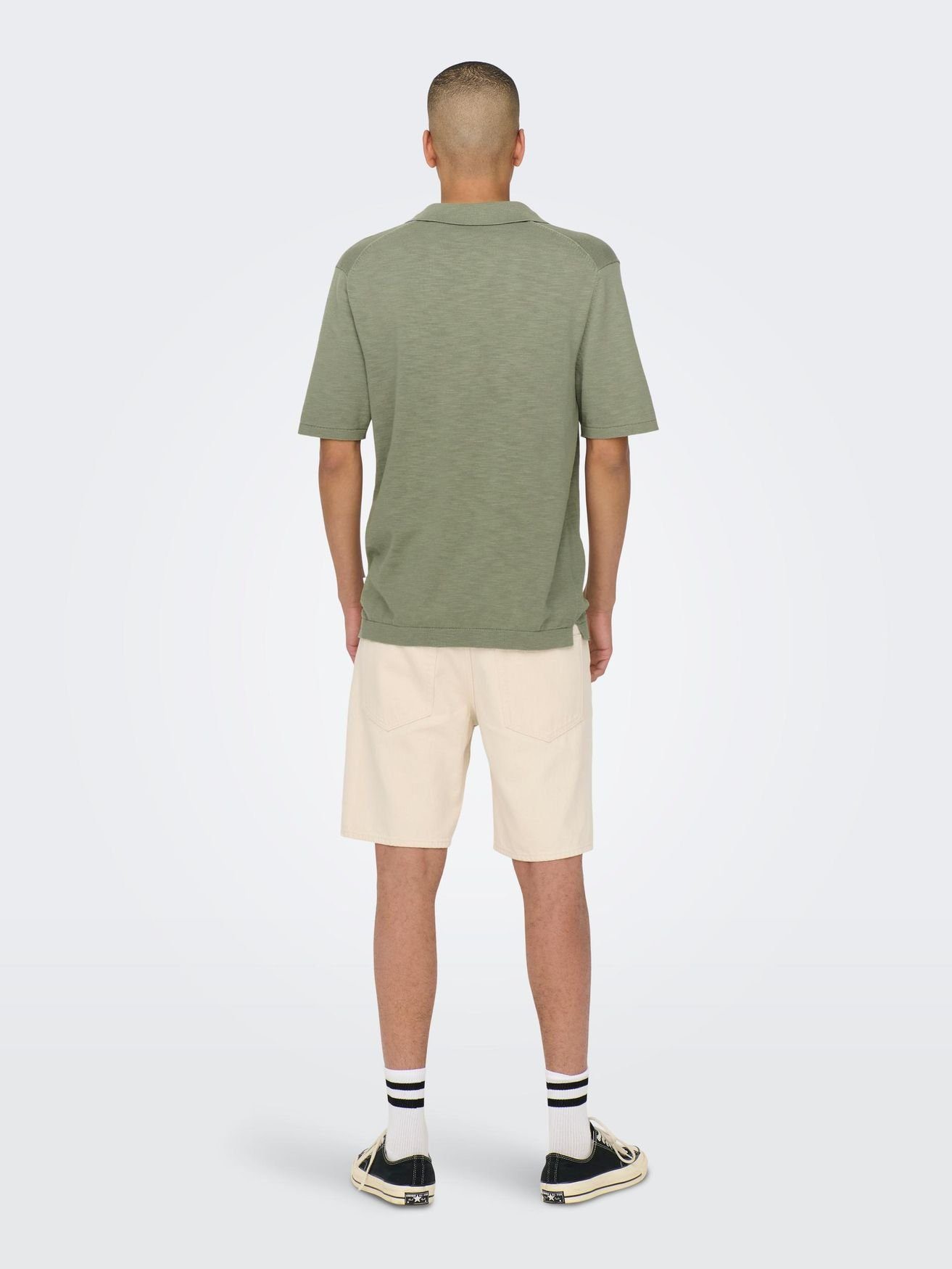 ONLY & SONS Poloshirt Einfarbiges Grün aus in 5025 Polo Shirt ONSACE Baumwolle Kurzarm Hemd