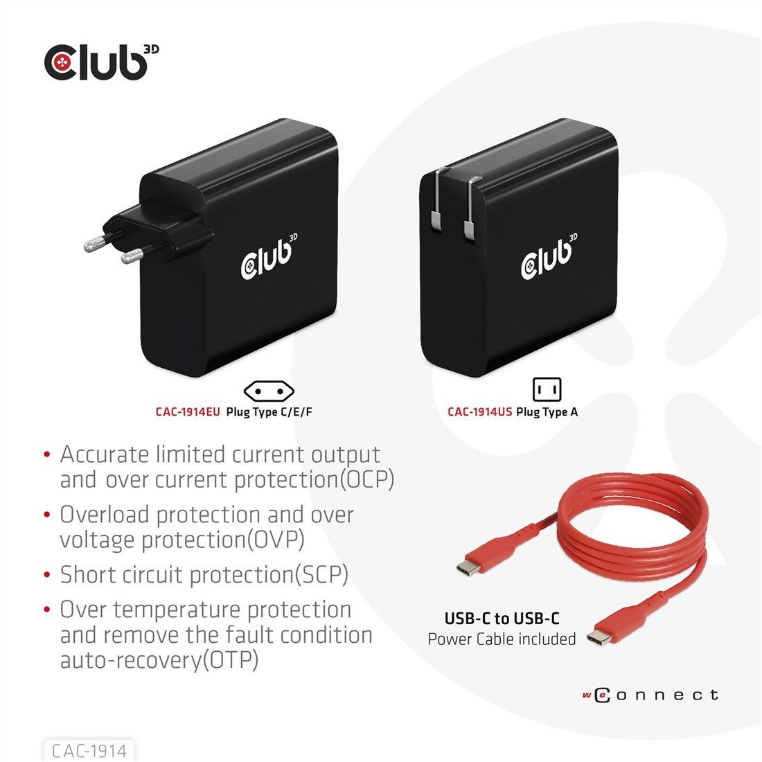CLUB3D CAC-1914 Universal Reiseladegerät 140W Smartphone-Ladegerät