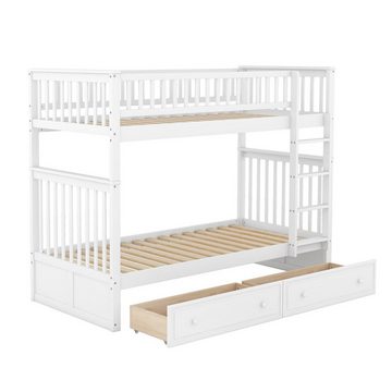 Celya Etagenbett Kinderbett Bettgestell 90x200cm, Etagenbett mit zwei Schubladen, Funktionelle Betten, Cabrio-Betten