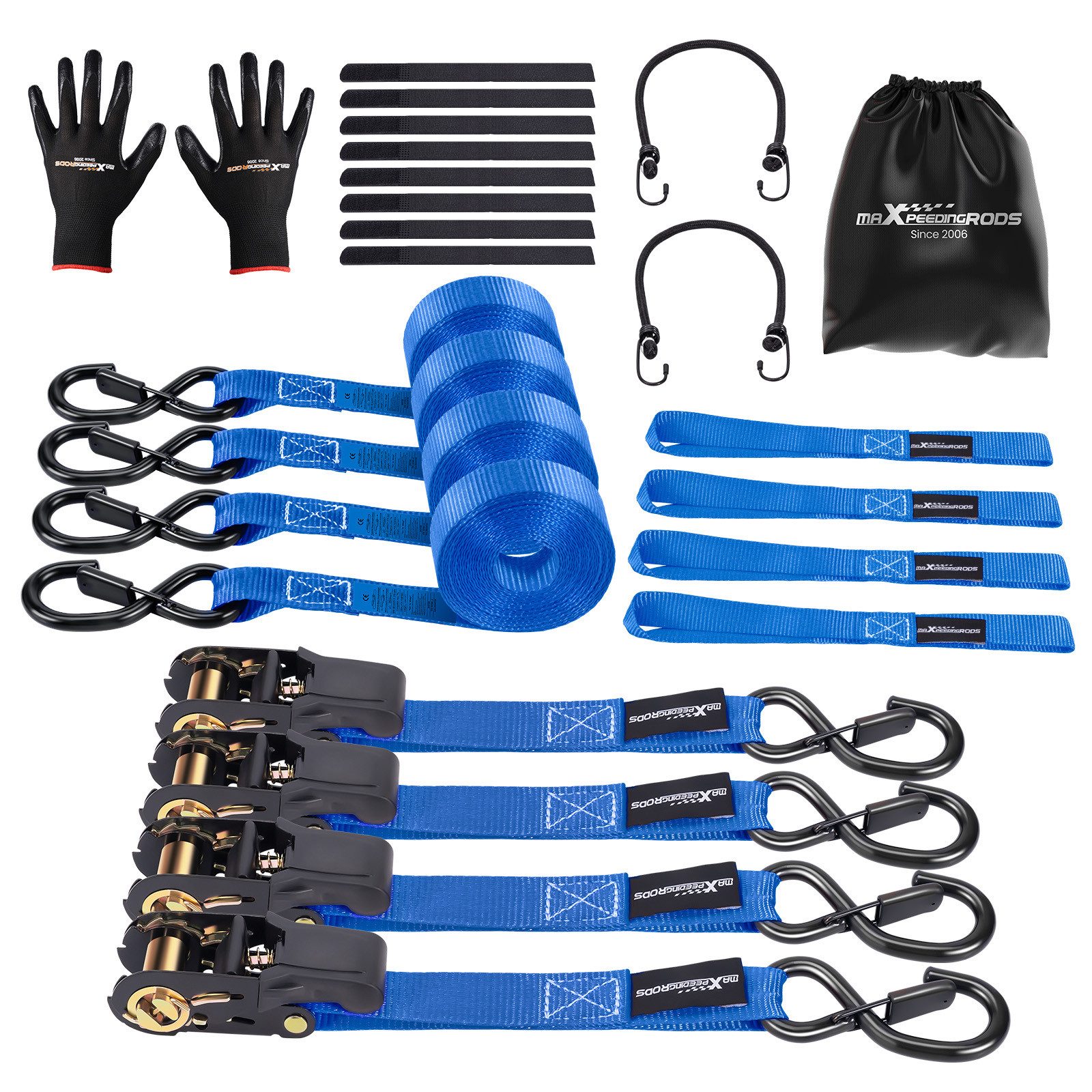 maXpeedingrods Spanngurt 4x Spanngurte mit Ratsche und Haken Zurrgurte Spanngurt 997kg S-Hook