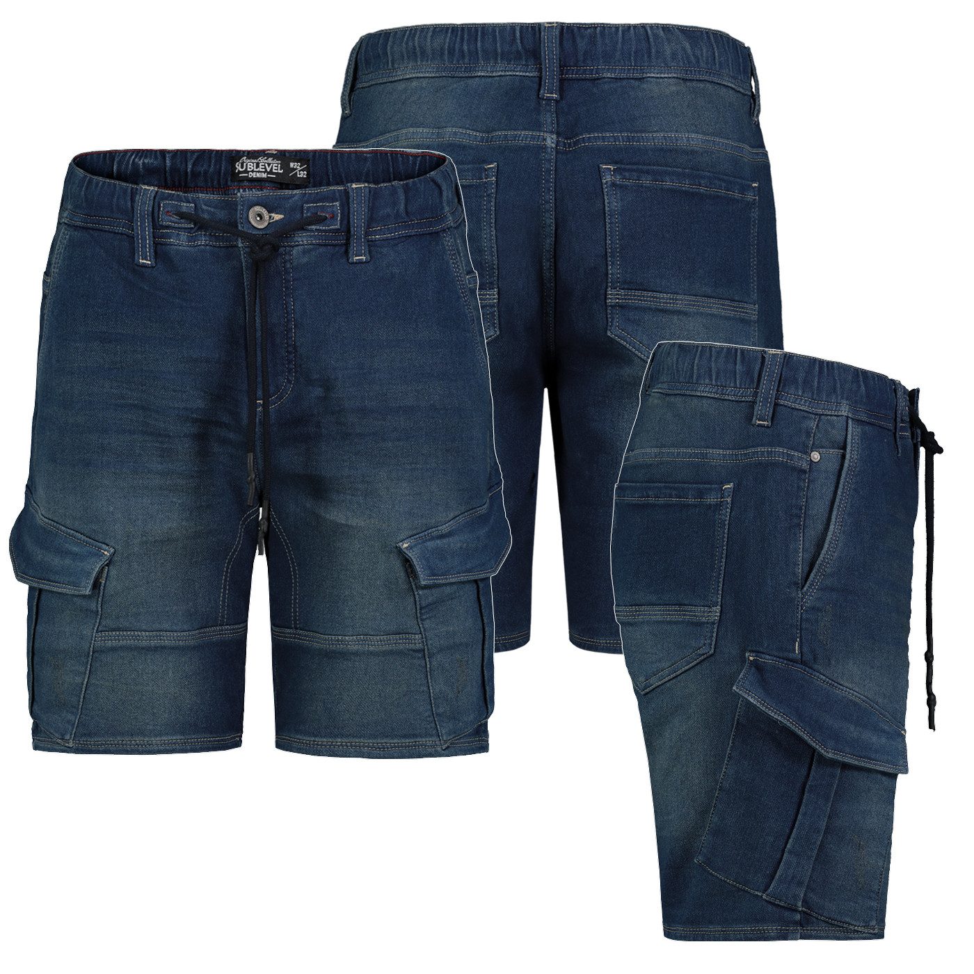 SUBLEVEL Shorts Herren Jogging Shorts Freizeit Bermuda kurze Hose Jeans Sweat Cargo
