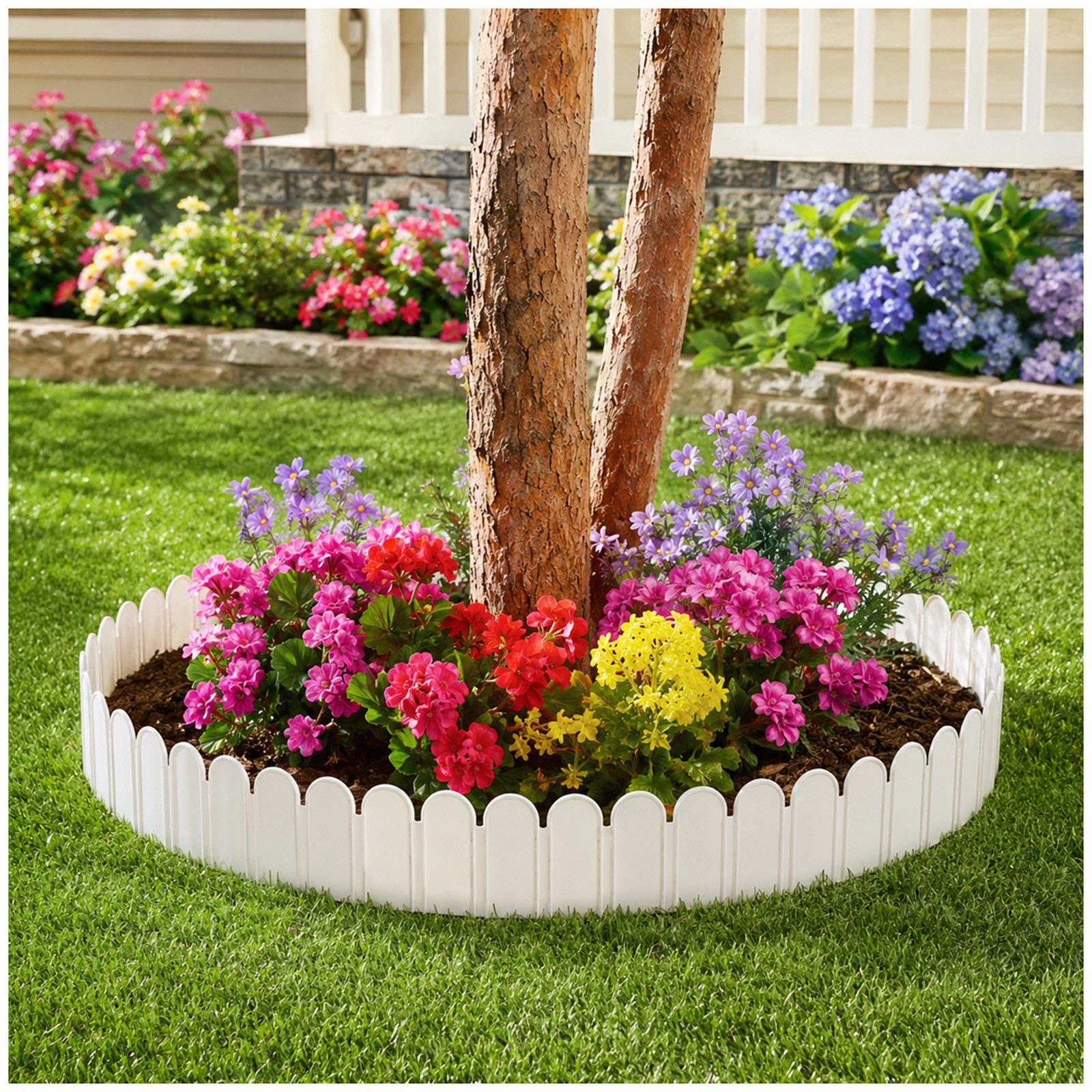 HTI-Living Beetumrandung Rasenkante 3 m Nessa Bogen, LxH: 300x15 cm, Stück, 1 Rasenkante à 3 m, Beetbegrenzung Beeteinfassung Beetumrandung