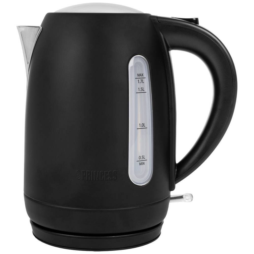 PRINCESS Wasserkocher Black 1.7 - schnurlos Liter, Wasserkocher Steel