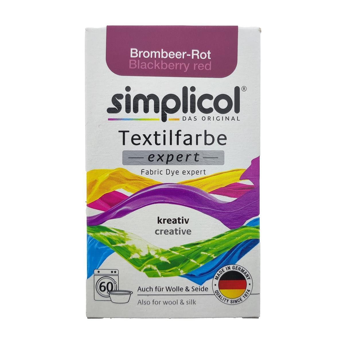 HEITMANN Textilfarbe Simplicol Textilfarbe Expert Brombeer-Rot 150g, Farberneuerung Farbauffrischung Batik Textilfärbemittel