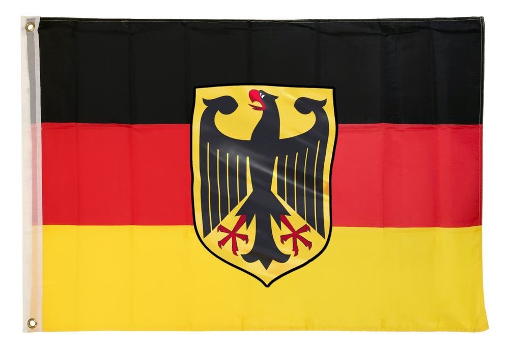 PHENO FLAGS Flagge Deutschland Flagge mit Adler 90 X 150 cm Deutsche Fahne (Hissflagge für Fahnenmast), Inkl. 2 Messing Ösen