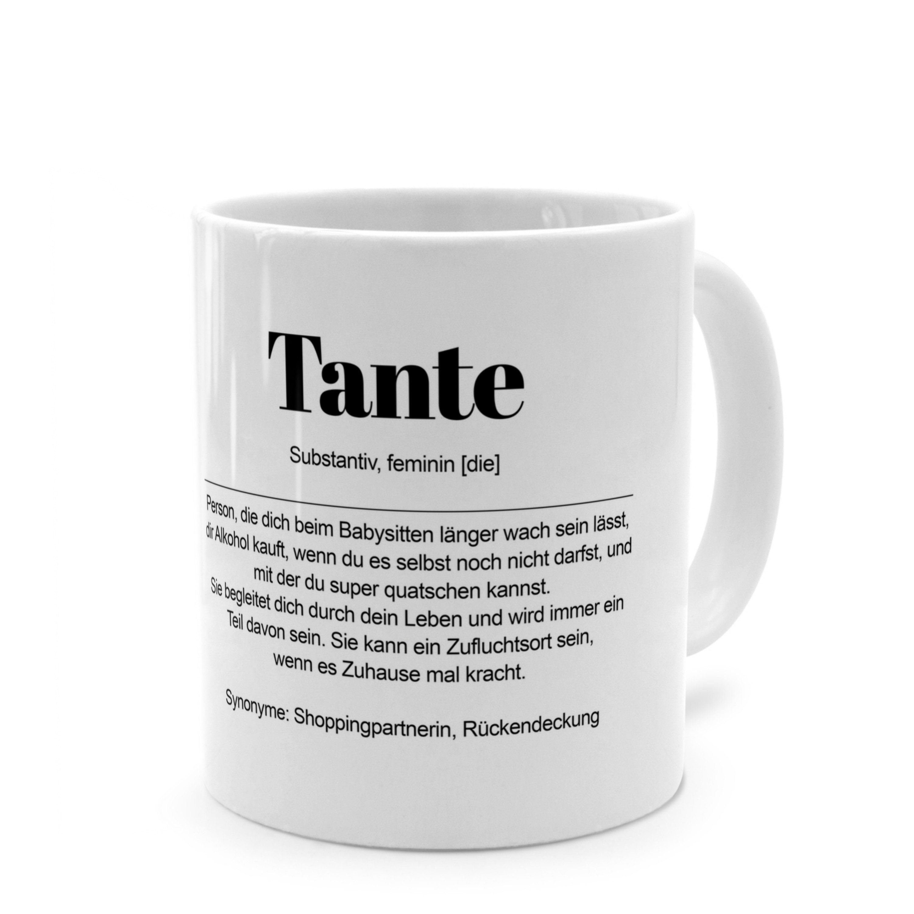 PhotoFancy Tasse mit Definition 'Tante' - Tasse mit Spruch, Tasse Standard - Weiß