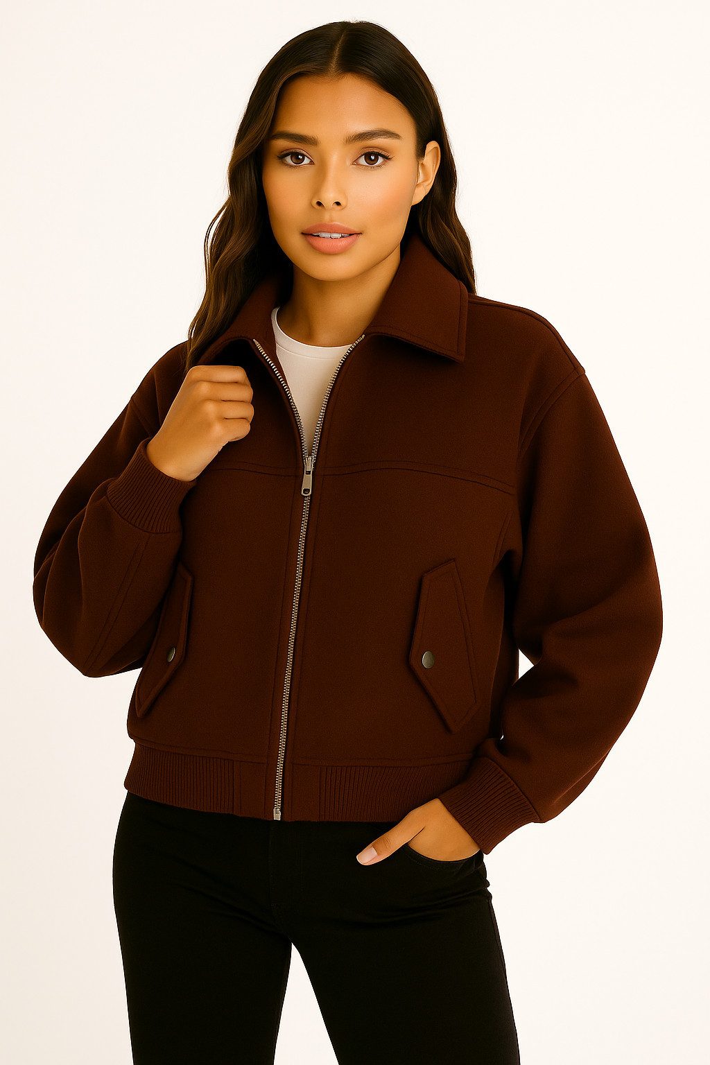 Worldclassca Bomberjacke Worldclassca Bomberjacke Trench Kragen Oversize Übergangsjacke Blouson Neue Kollektion - Stilvolle und gemütliche Mode für Damen