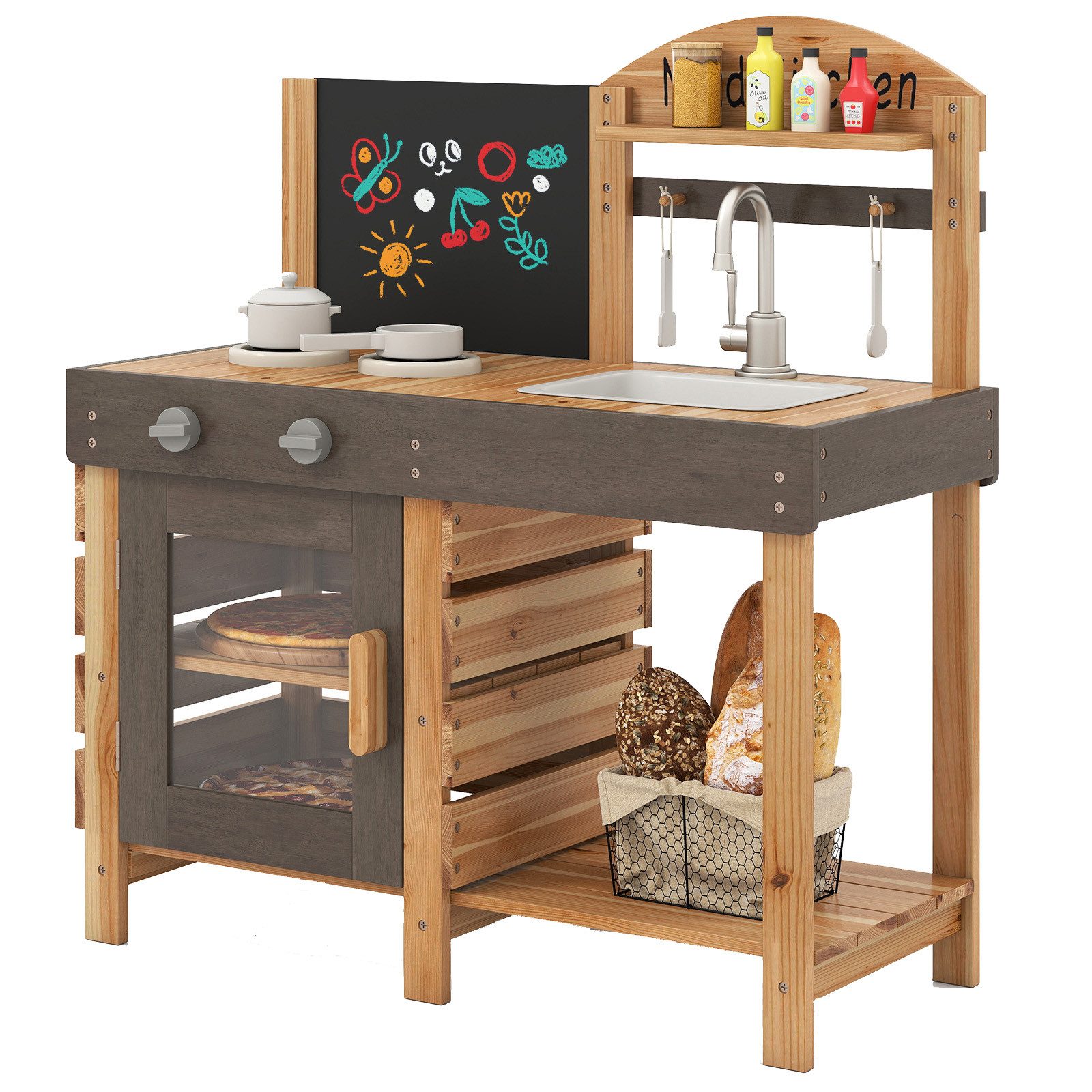 COSTWAY Outdoor-Spielküche Holz, Matschküche, Kinderküche mit günstig online kaufen