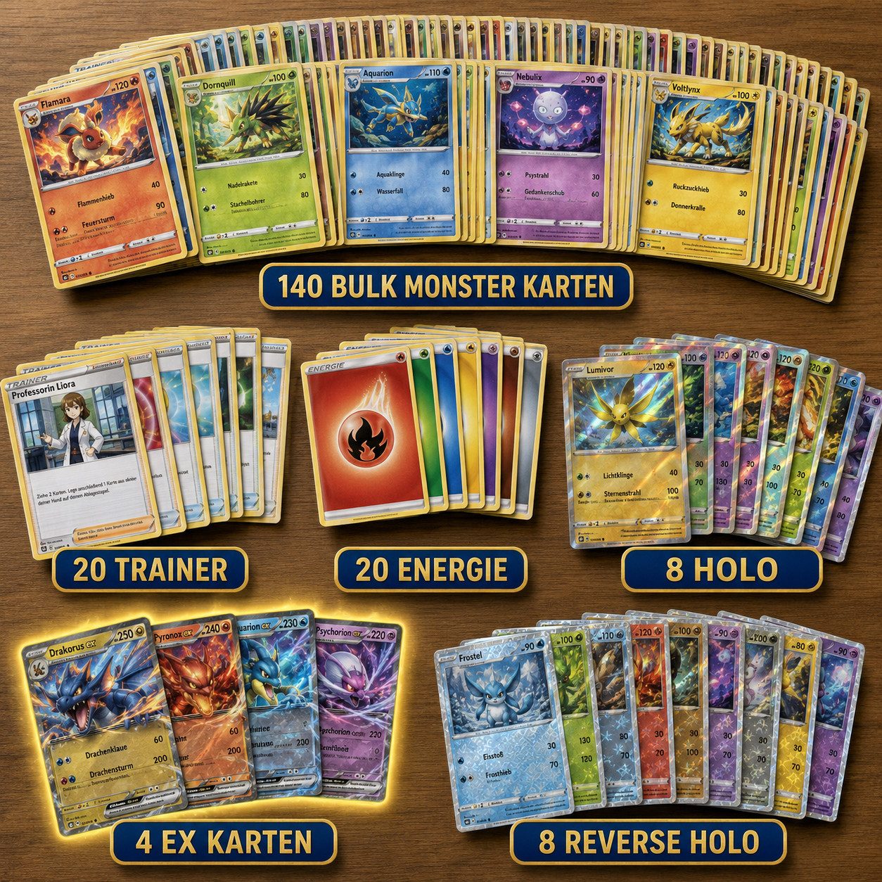 The Pokémon Company Sammelkarte Pokémon Karten Set Deutsch – 50/100/200/500 Karten inkl. Holo & EX Mix