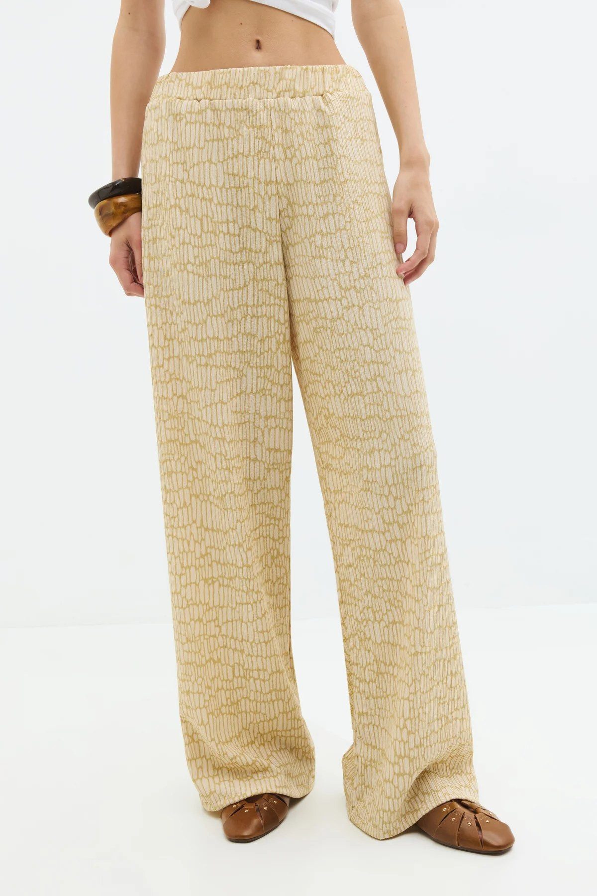 Bequeme Jeans Gemusterte Weitbein-Hose
