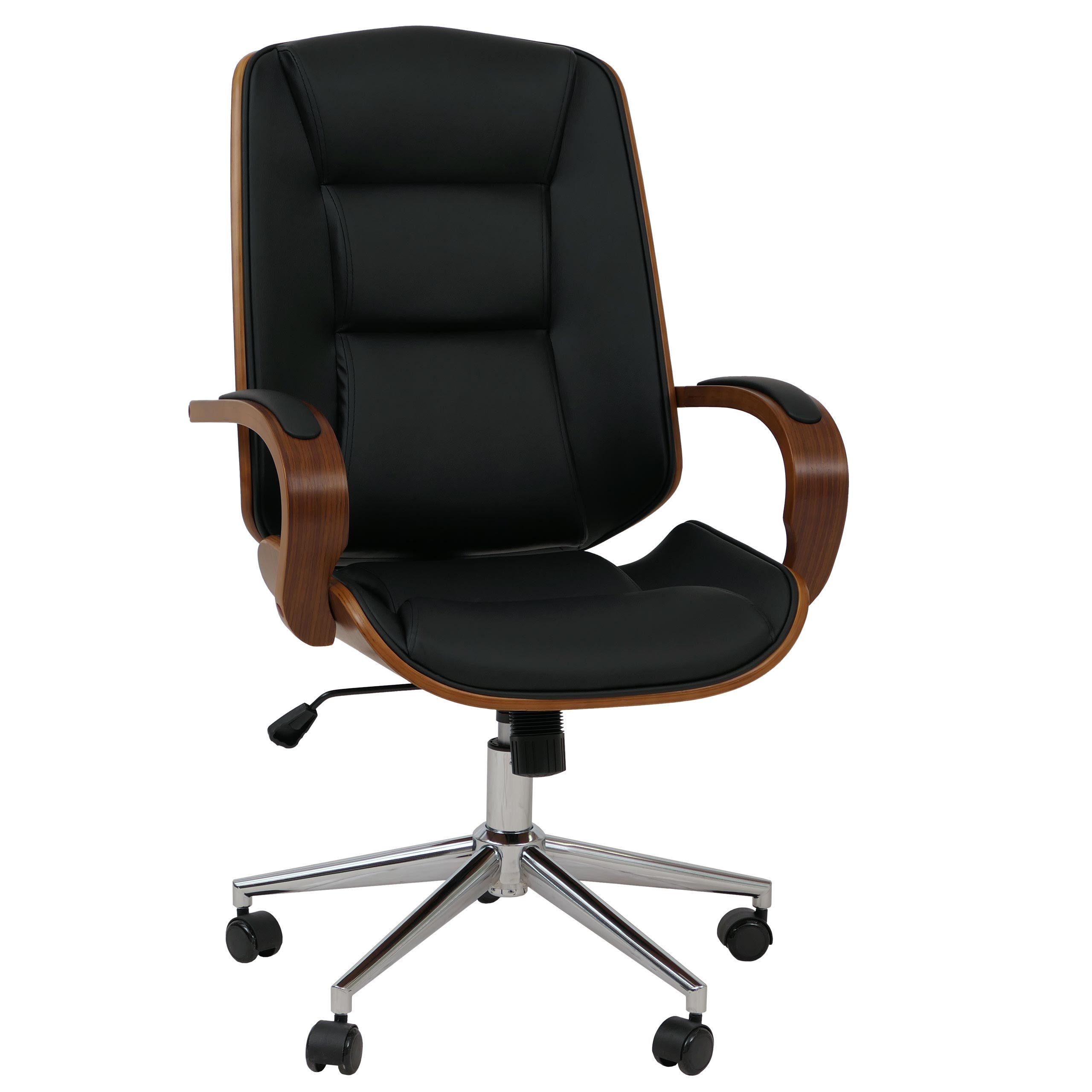 MCW Bürostuhl MCW-O83, Elegantes Design aus Bugholz, um 360° drehbar, mit Rollen
