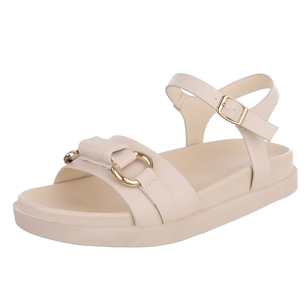Damen Sandale mit Fesselriemen und Metallelement Riemchensandalette
