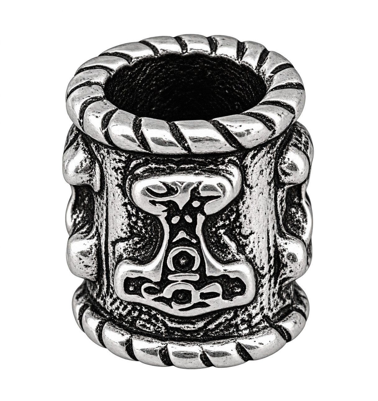 Kiss of Leather Bartstyling-Set Bartperle Silber 925 Thorshammer Wikinger Bartschmuck Bart Thorhammer