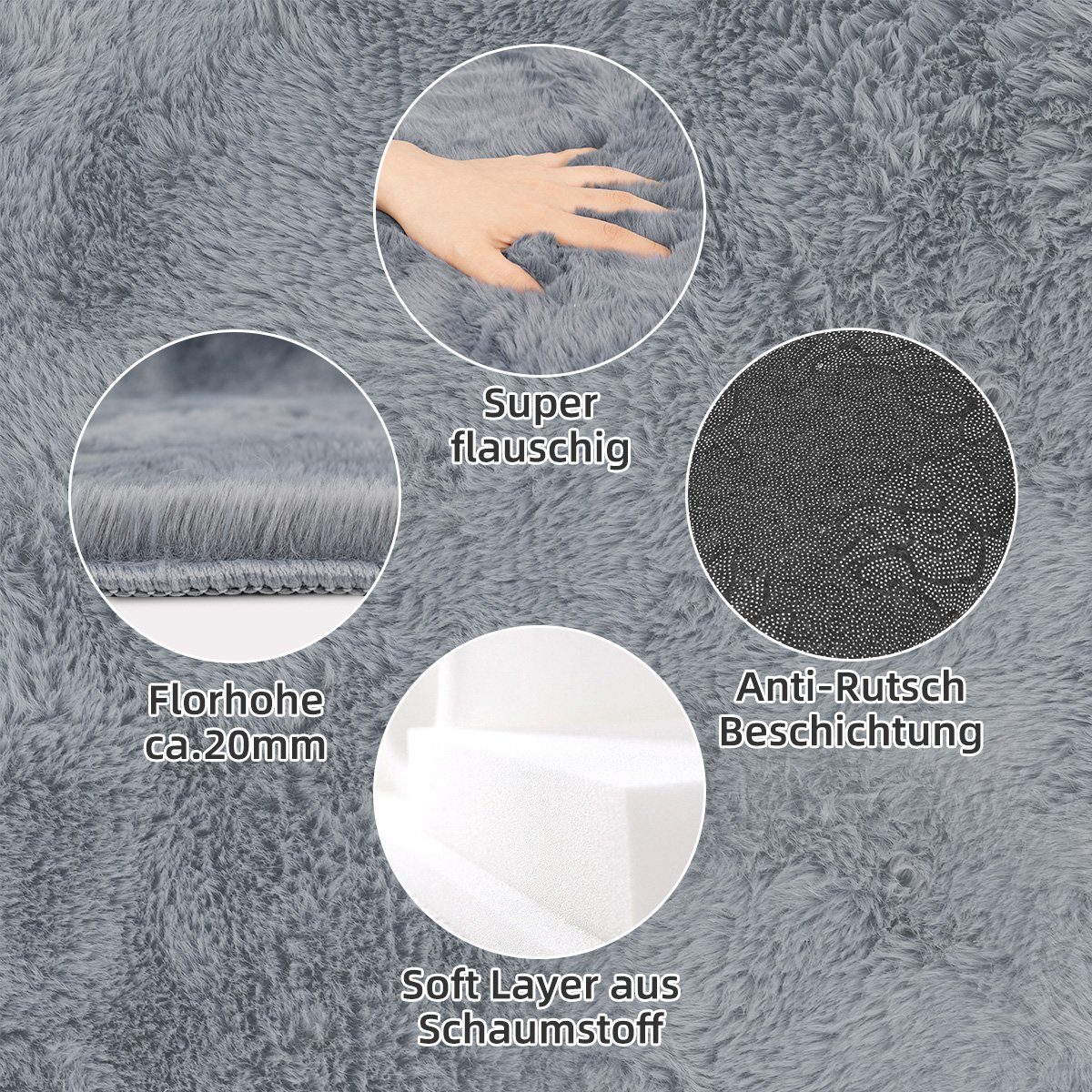 MULISOFT Hochflor-Teppich Teppich Wohnzimmer, Shaggy Rugs, günstig online kaufen