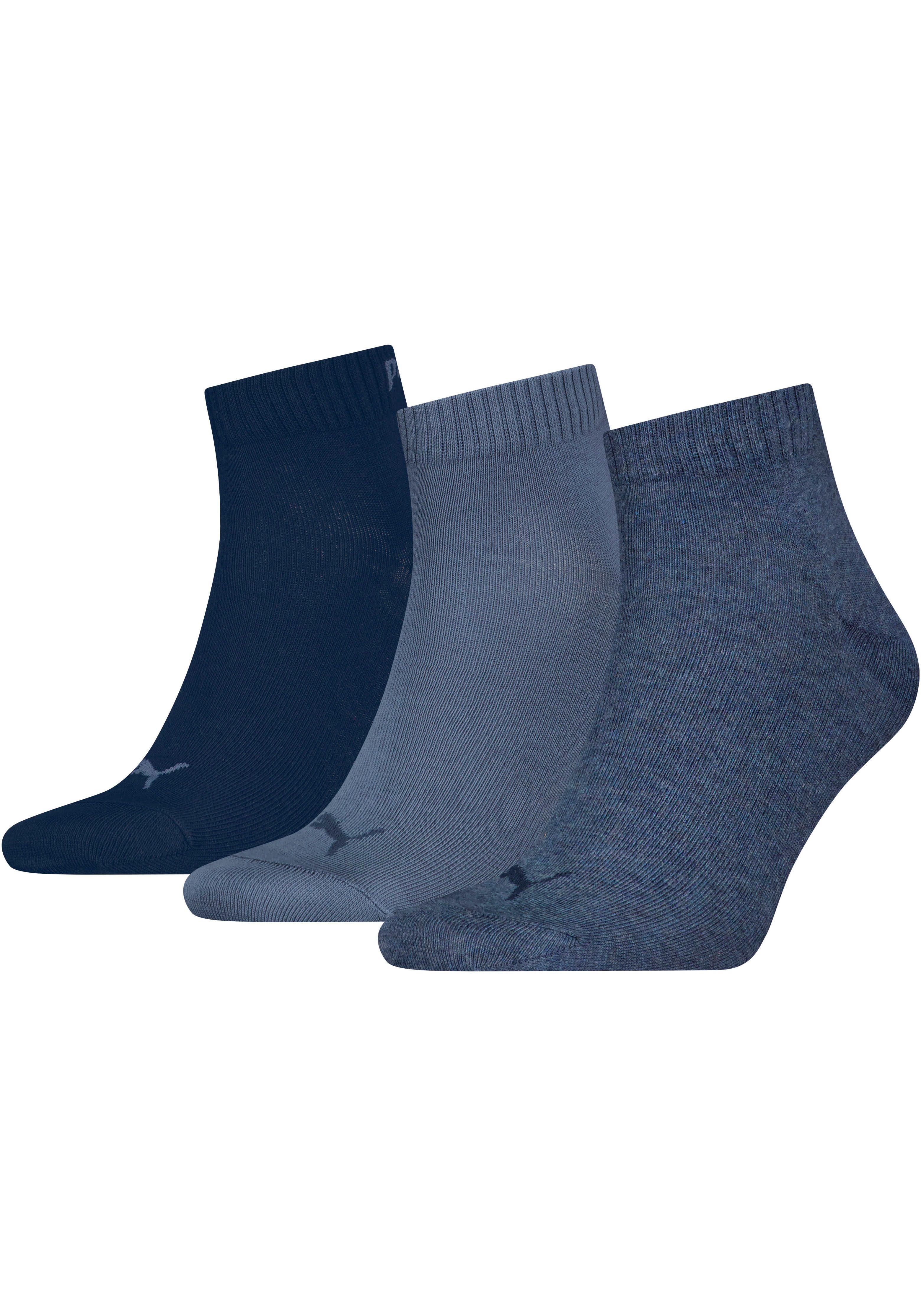 PUMA Kurzsocken PUMA UNISEX QUARTER PLAIN 3P (3 Paar) Atmungsaktiv, Rippenbündchen, weiche Baumwollmischung